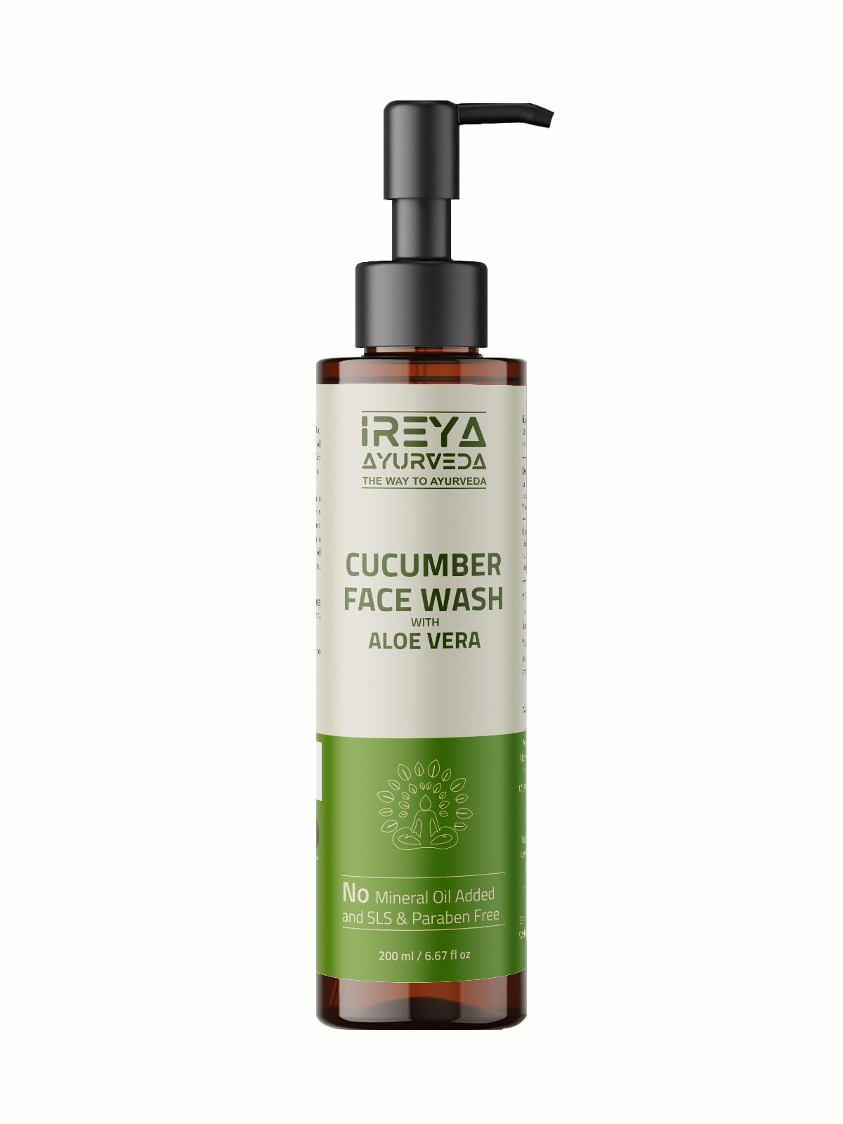 Ireya Ayurveda Cucumber Aloe Vera Face Wash 200ml (6.76oz) Face Wash for men and women Made With Cucumber extract & Aloe vera ge