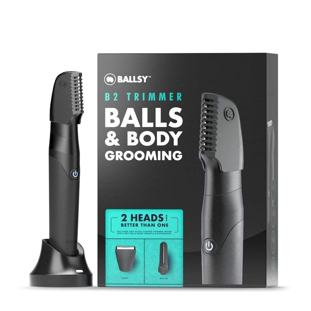 Ballsy B2 Groin & Body Trimmer For Men, Includes 2 Quick Change Heads, Waterproof, Cordless Charging Base For The Ultimate Close