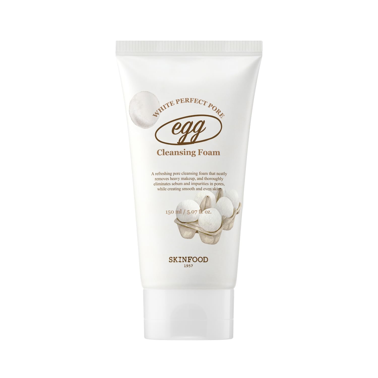 SKINFOOD Egg Pore Cleansing Foam 150ml  Light & Smooth Feeling Egg White Enriched Bubble Facial Foam Cleanser  Pores Clogging 