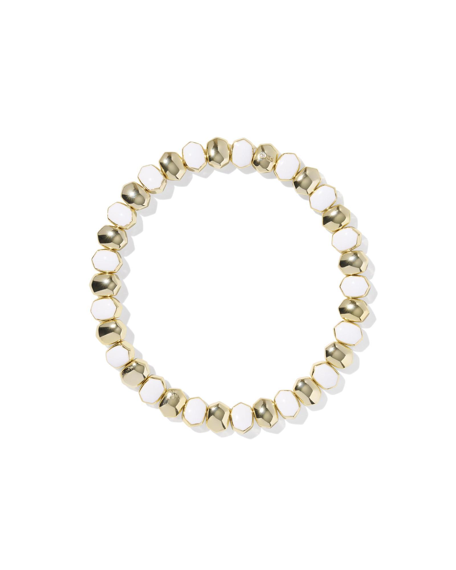 Kendra Scott Daphne Enamel Stretch Bracelet, 14K Gold-Plated Brass, Fashion Jewelry for Women, White Enamel