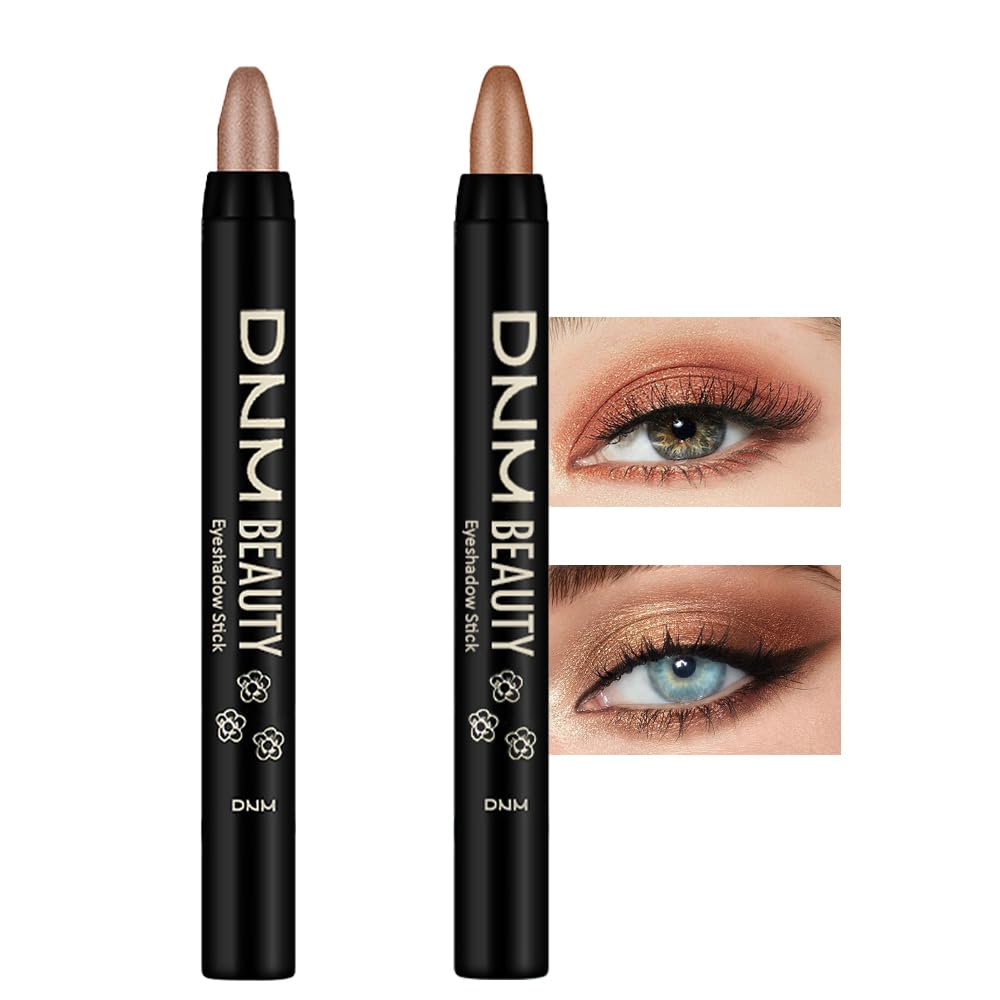 Kaely 2Pcs Cream Eyeshadow Stick Set For Eyes,Rose Gold & Beige Gold Shimmer Pen,Eye Brightener Halloween Makeup,Sombras Para Oj