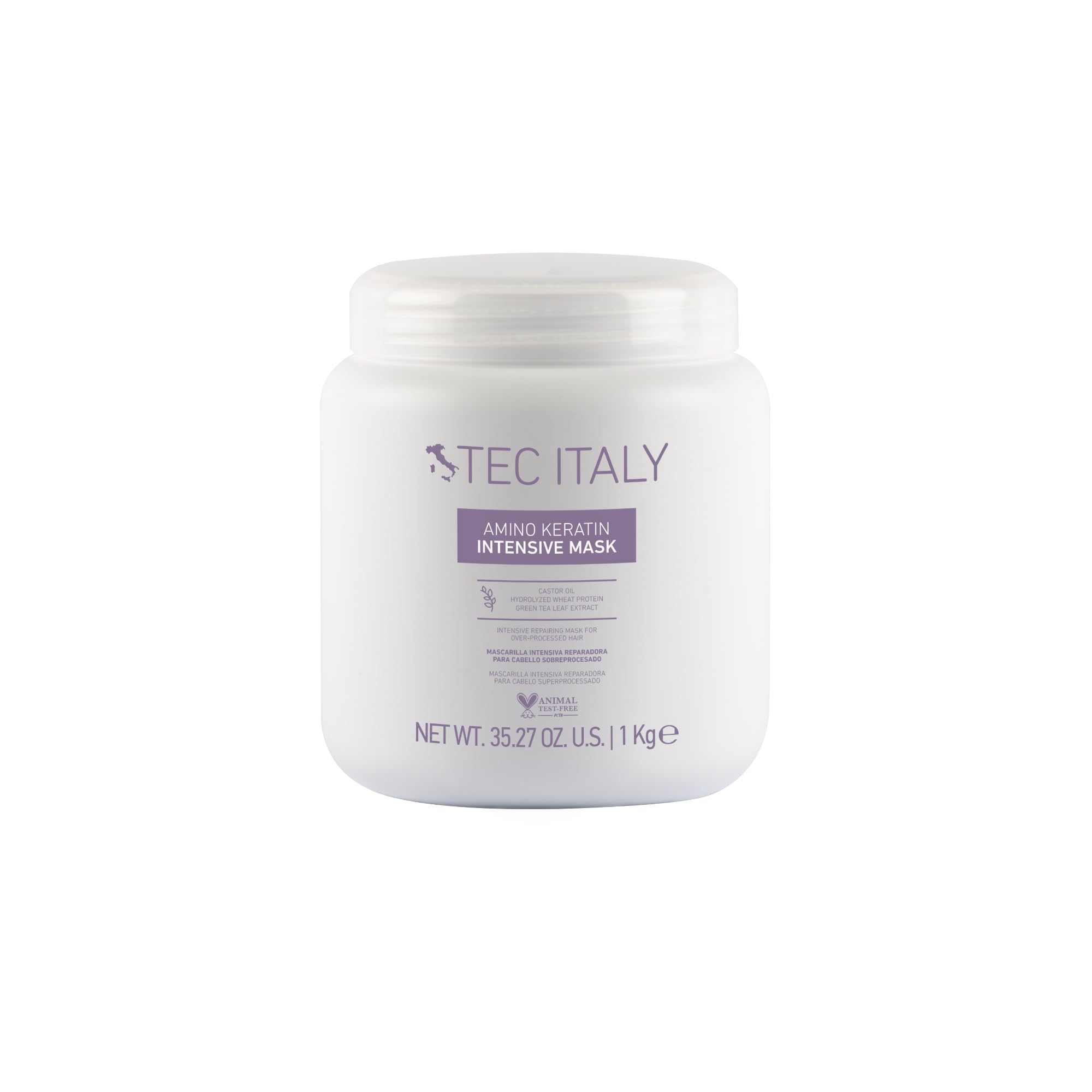 Tec Italy Amino Keratin Intensive Hair Mask for Dry & Over-Processed Hair, Deep Repair & Strengthening Treatment, Improves Elast