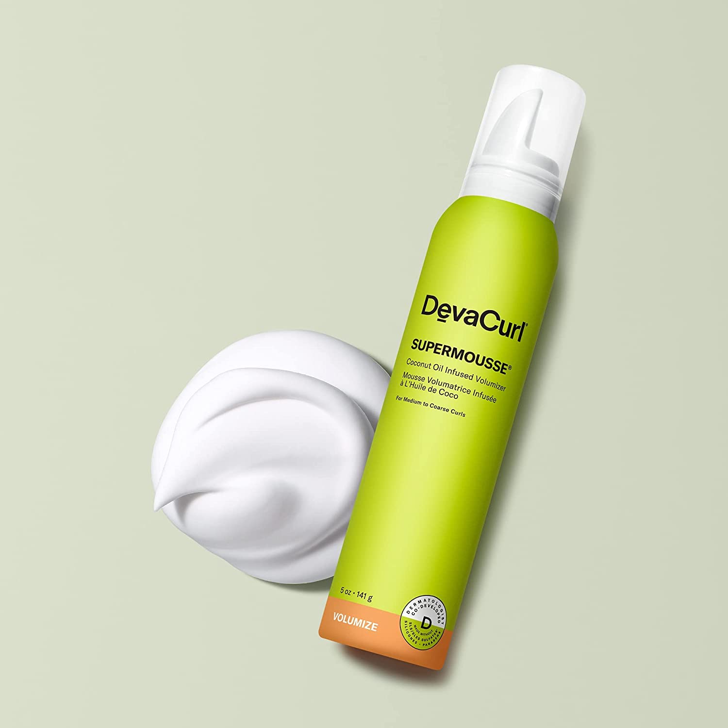 DevaCurl SuperMousse Coconut Oil Infused Volumizer, Superfruits, 5 fl. oz. -141g