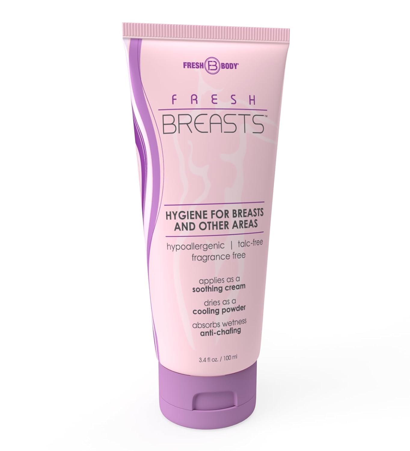 Fresh Breasts Anti Chafing Deodorant Lotion To Powder, 3.4Oz - Anti Chafe Cream Whole Body Deodorant For Women, Inner Thighs & A
