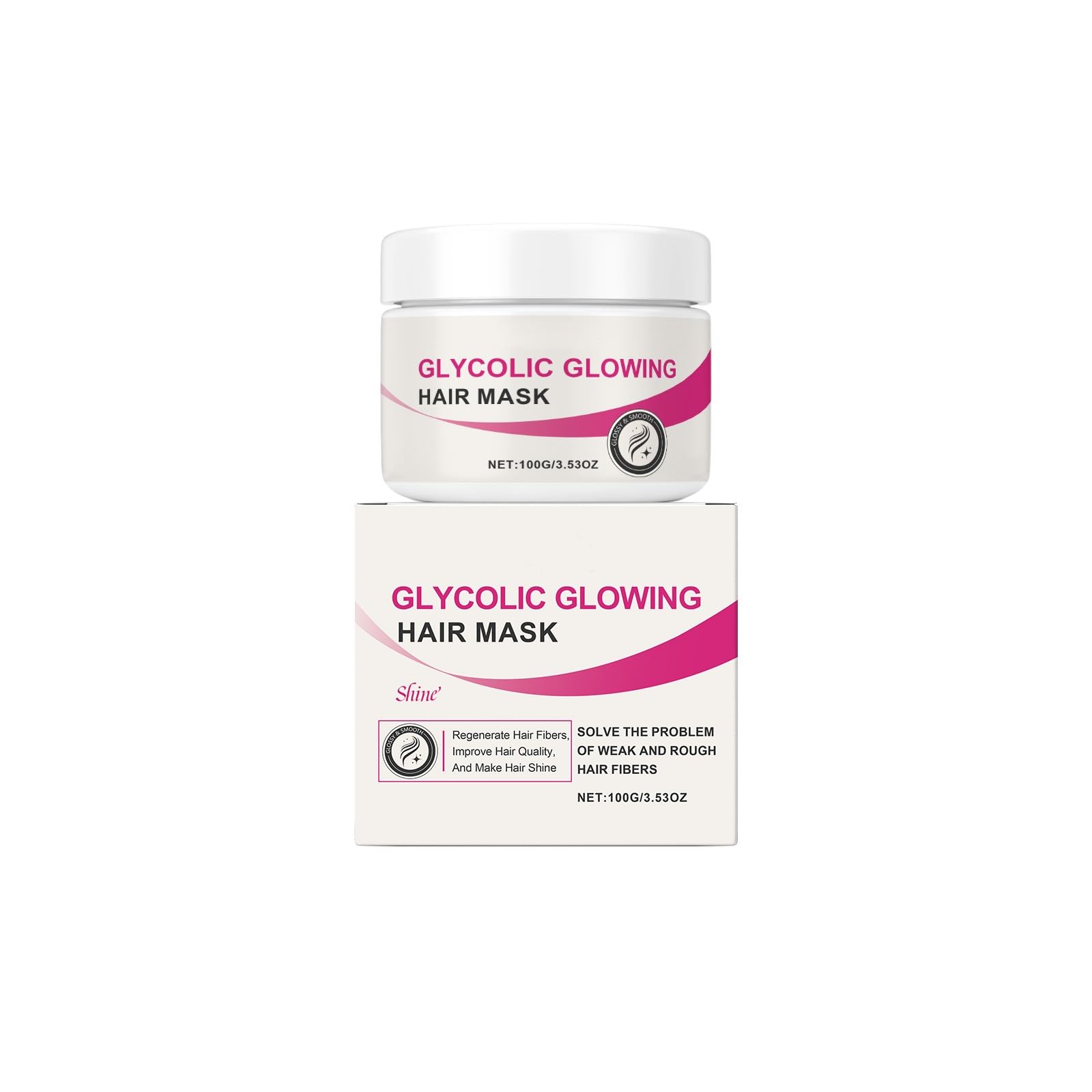 Herbs Wealth Shine Glycolic Glowing Hair Mask, Deep Hydrating Treatment for Dry & Rough Hair, Moisturizing & Smoothing Formula,
