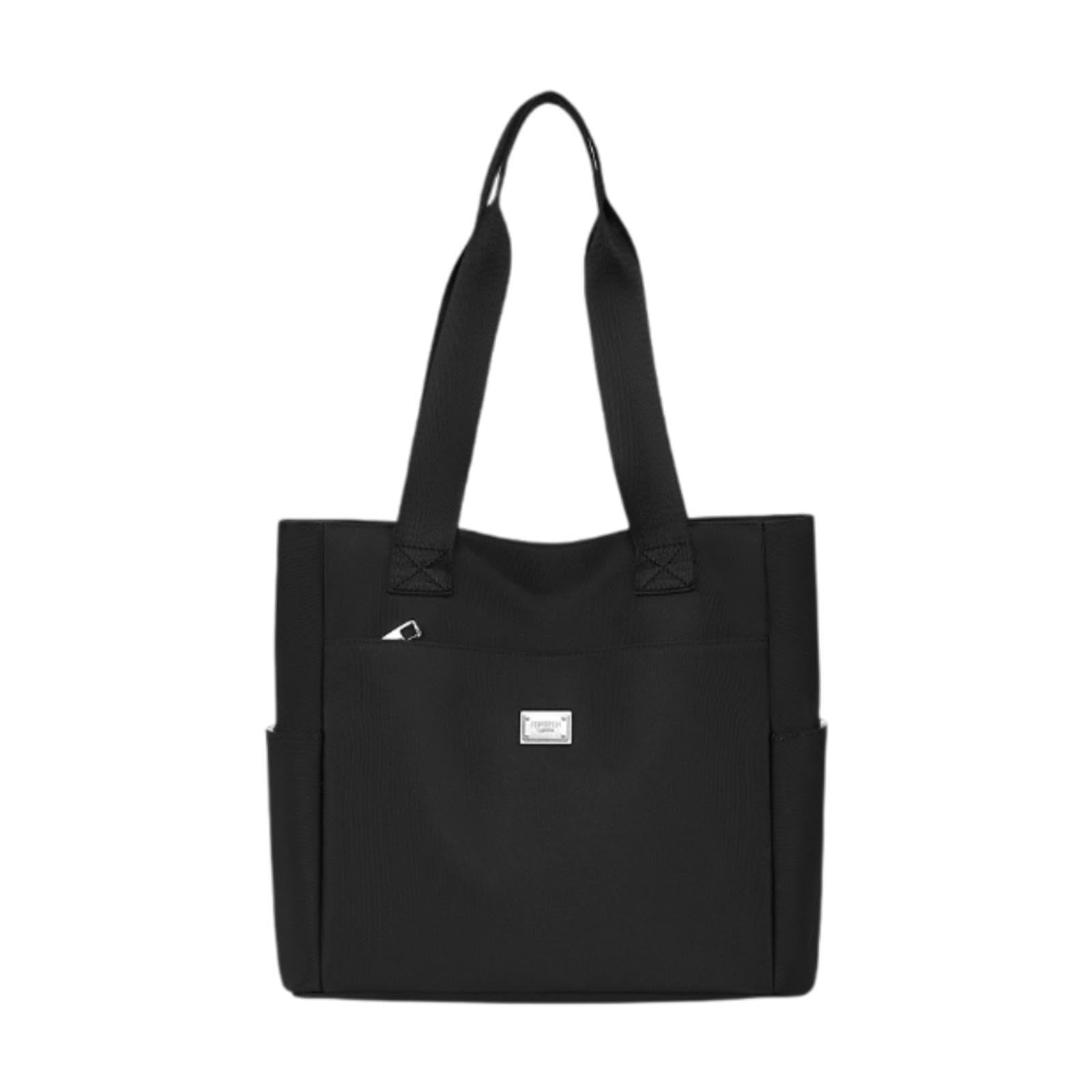 Atorse Tote Bag For Women Travel Purse Shopping Bag Oxford Cloth Large Shoulder Bag Black