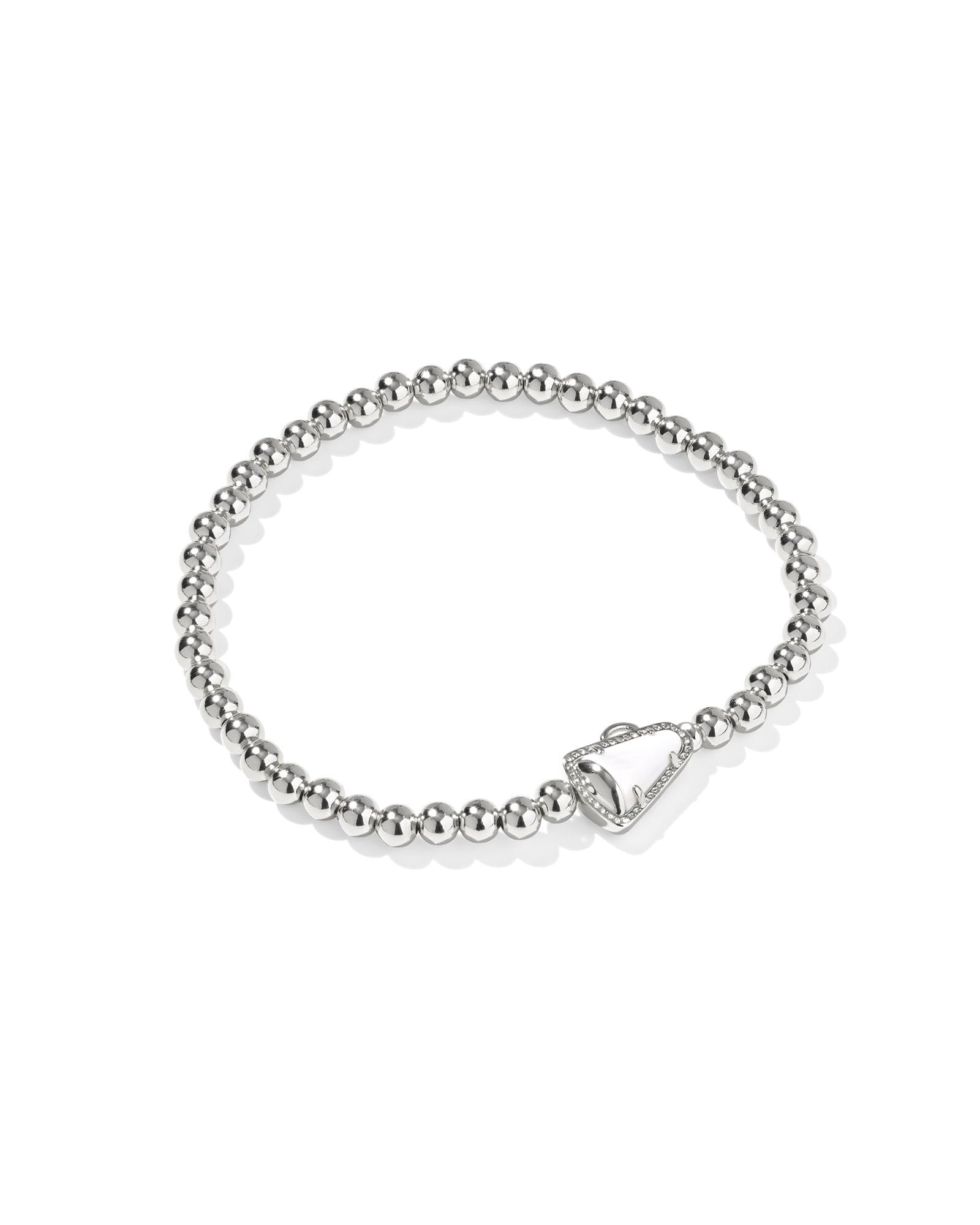 Kendra Scott Cheer Stretch Bracelet, Rhodium-Plated Brass, Fashion Jewelry for Women, White Mother Of Pearl