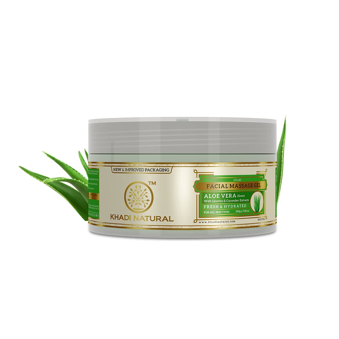 Khadi Natural Aloe Vera Gel, Green|Deeply Moisturizing| Unique Non Sticky Formula| Makes Skin Soft And Supple| Suitable For All 
