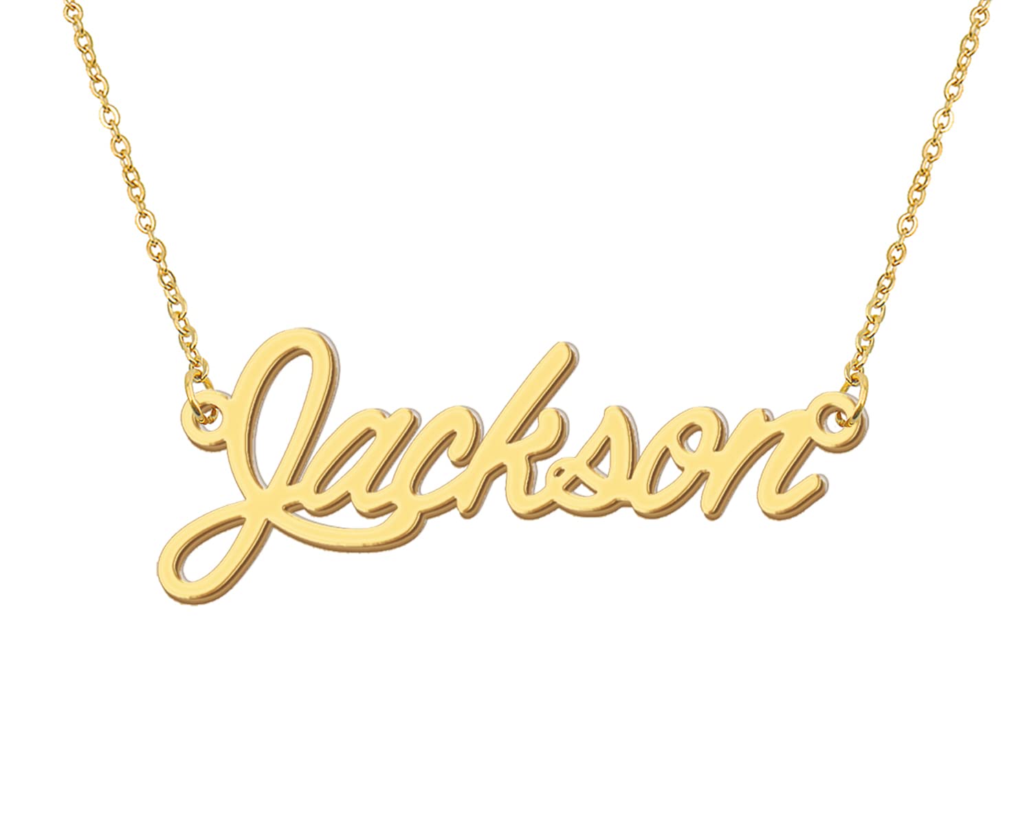 Aoloshow Name Letter Necklace Jackson 18k Gold Plated Mens Jewelry Gift for Best Friends