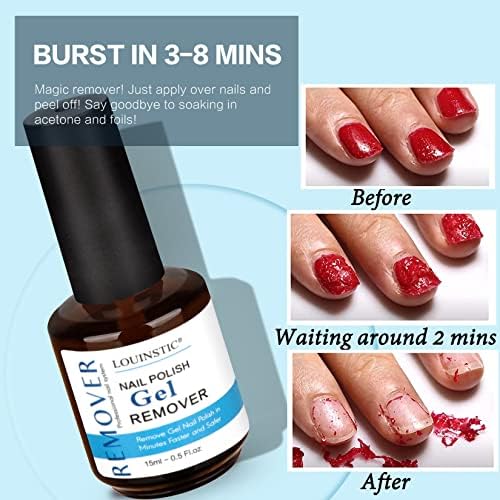 Louinstic Gel Nail Polish Remover - Quick Gel Polish Remover For Nails In 3-5 Minutes, Gel Nail Remover With Nail Cuticle Oil An