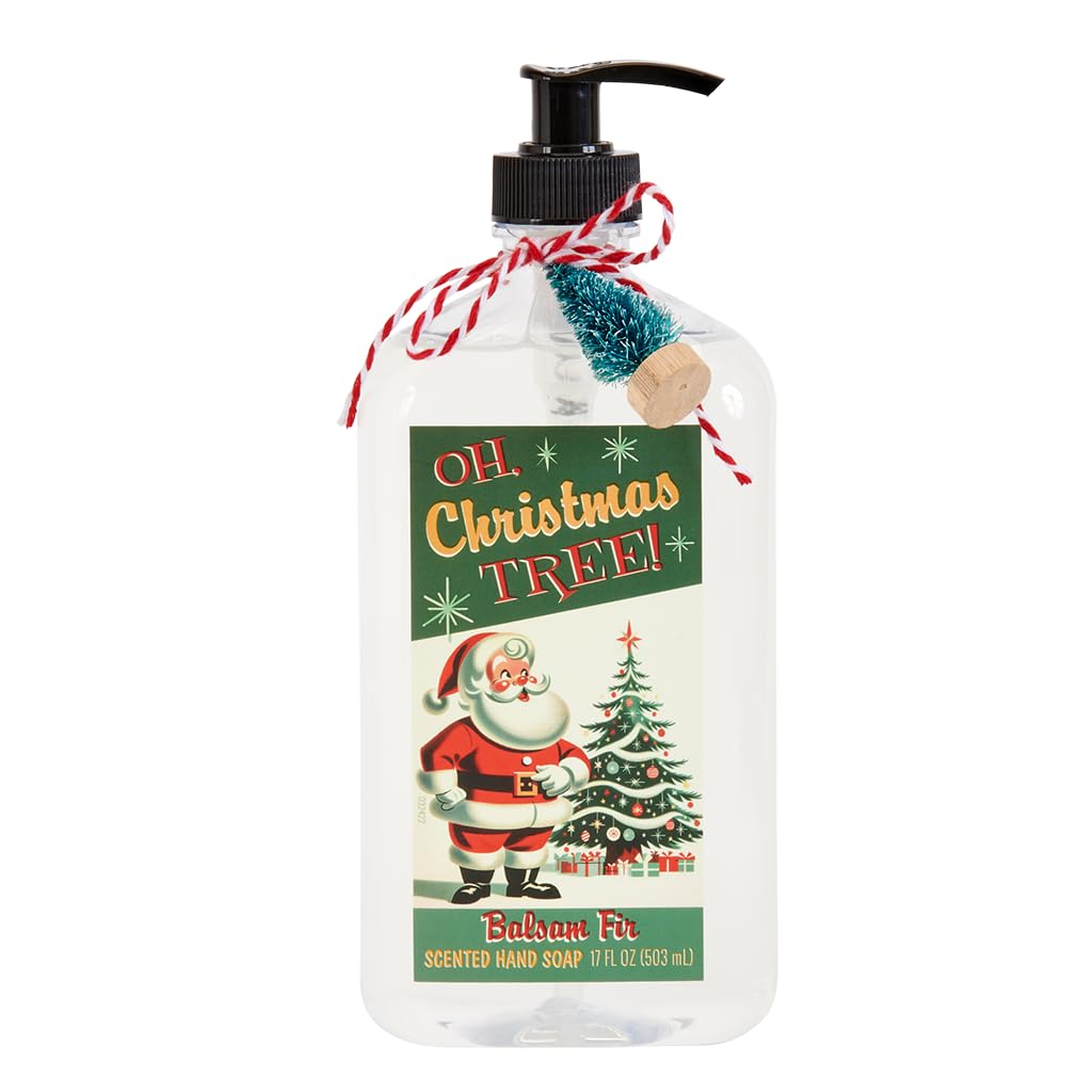 San Francisco Soap Company Mid Century Santa Hand Soap (17 Fl oz) | Balsam Fir | Dye-Free Hand Soap | Perfect Holiday Gift | Uni