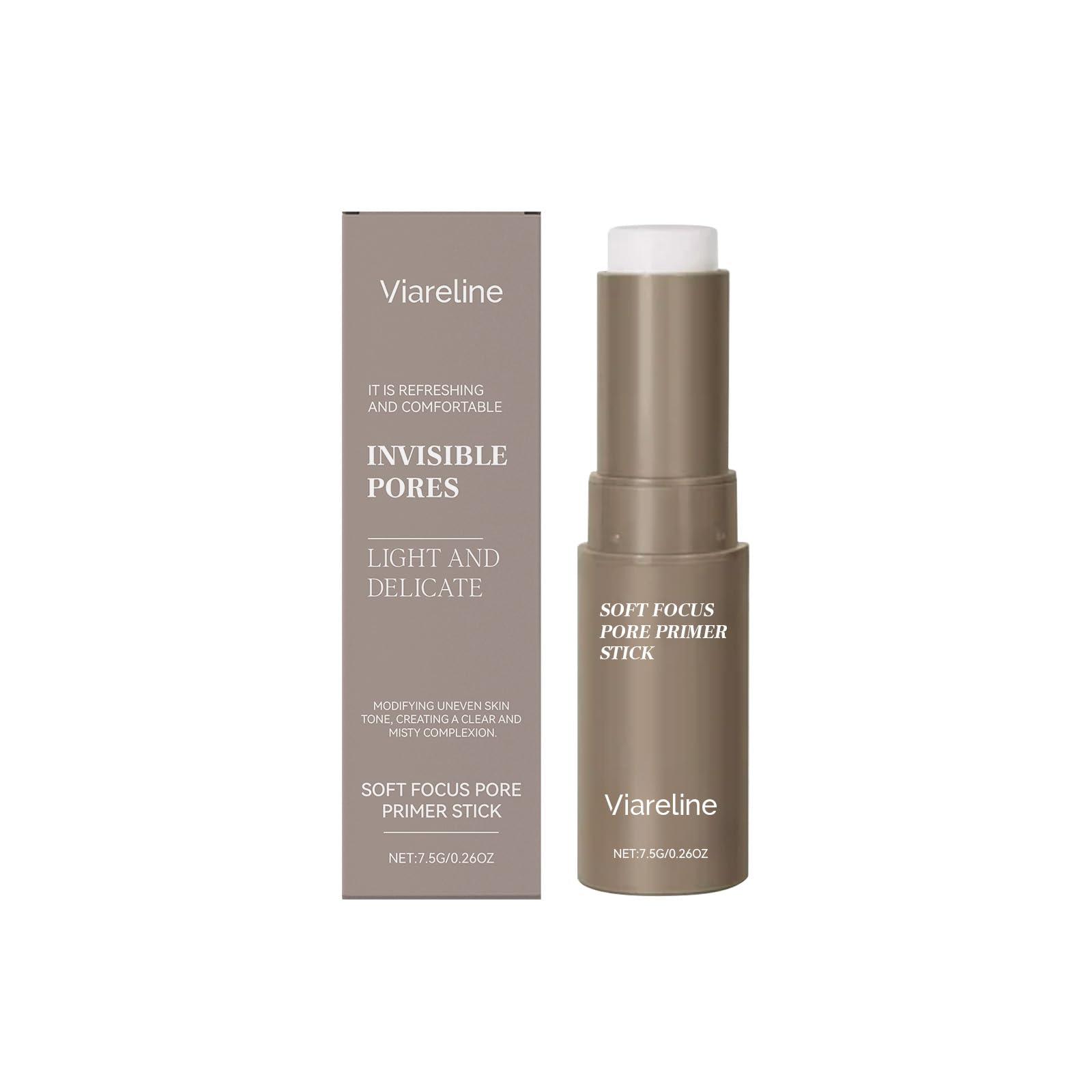 Viareline Soft Focus Pore Primer Stick, Matte Finish, with Hyaluronic Acid and Mineral Oil, Lightweight Face Primer, 0.26 oz