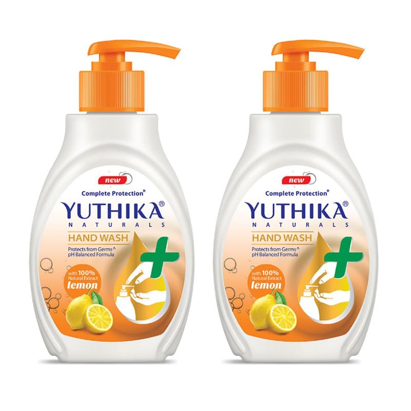 Yutika Naturals Complete Protection Lemon Handwash 100% Natural Extract Liquid Soap Pump, 200Ml (Pack Of 2)