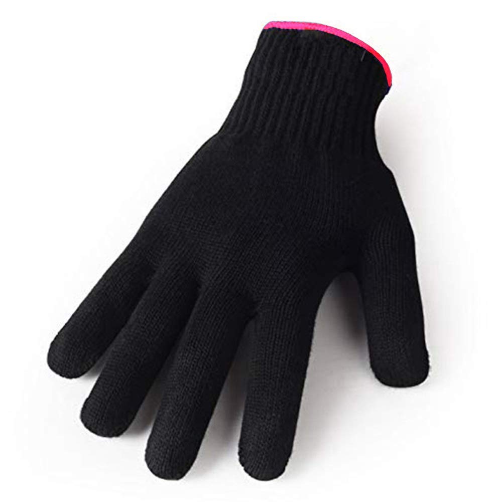 Aft90 Heat Resistant Glove For Hair Styling, Curling Iron, Flat Iron And Curling Wand, Black, Pink Edge, 1 Piece