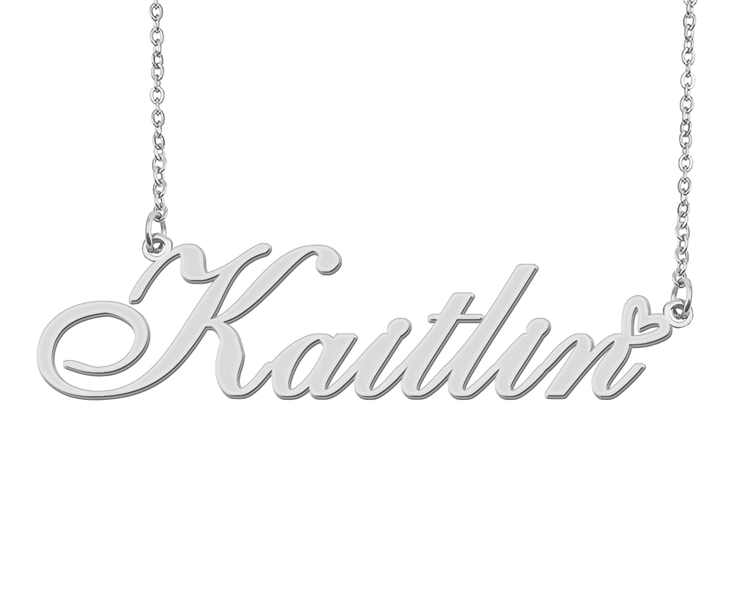 Aoloshow Stainless Steel Silver Kaitlin Heart Name Necklace Charm Pendant Jewelry for Mom Best Friends