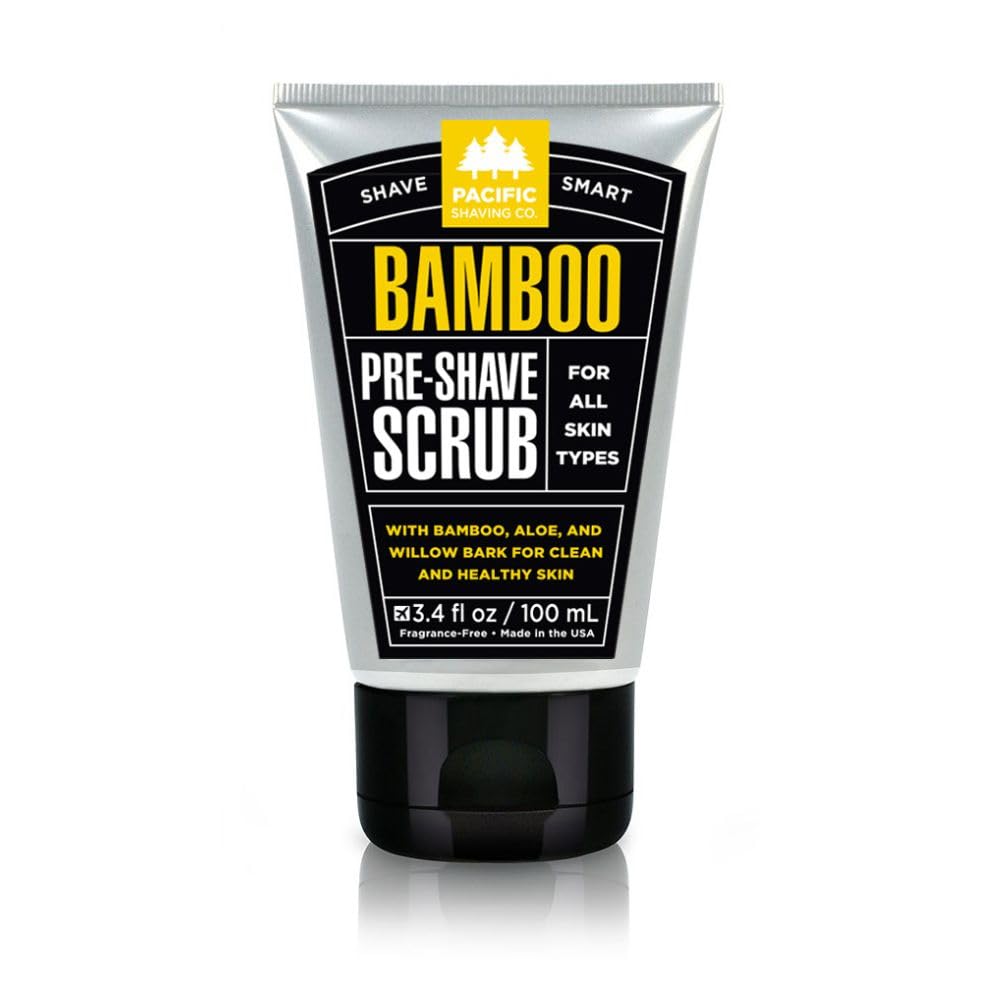 Pacific Shaving Company Bamboo Pre-Shave Scrub - Exfoliating Face Scrub & Cleanser - Daily Face Wash for Men with Aloe Vera & Wi