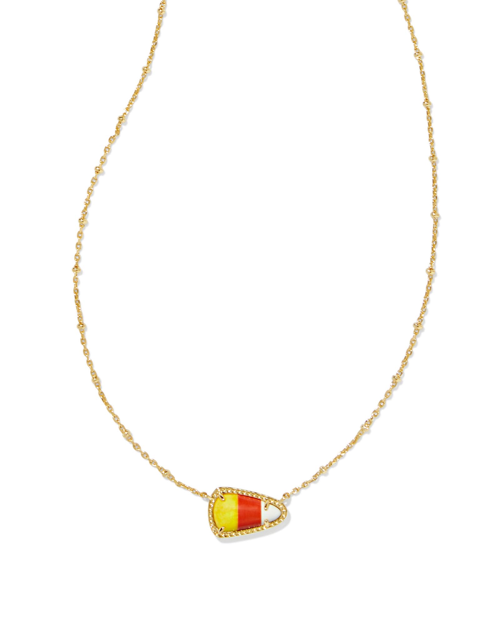 Kendra Scott Candy Corn Short Pendant Necklace in 14k Gold-Plated Brass, Magnesite, Fashion Jewelry for Women