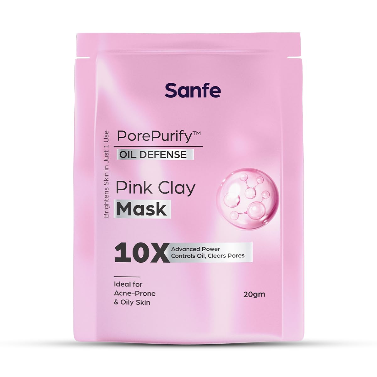 Sanfe Pink Clay Mask For Face | Brightening Face Pack | Detox Clay Mask For Oily & Acne-Prone Skin | Controls Oil, Clears Blackh