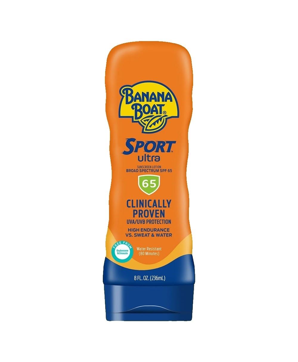 Banana Boat Sport Ultra Spf 65 Sunscreen Lotion, 8Oz | Banana Boat Sunscreen Spf 65 Lotion, Oxybenzone Free Sunscreen, Banana Bo