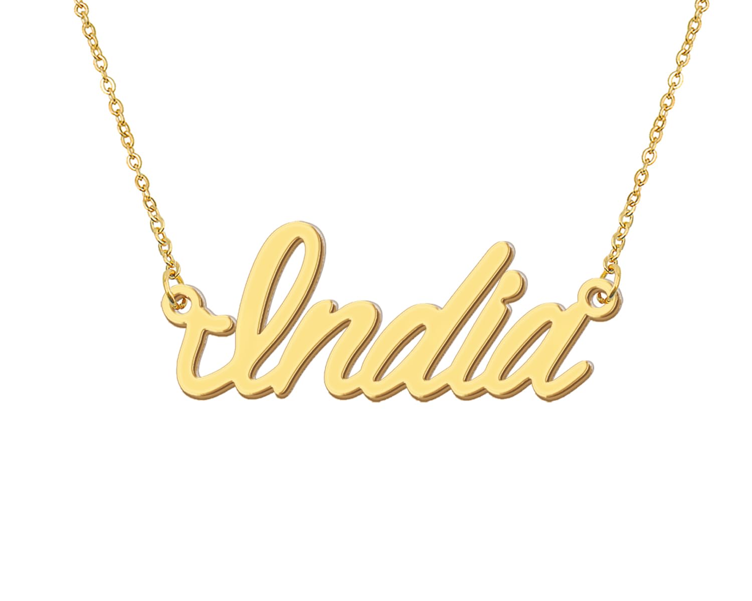 Aoloshow 18k Gold Plated India Name Pendant Necklace Message Word Stainless Steel Birthday Jewelry for Best Friends