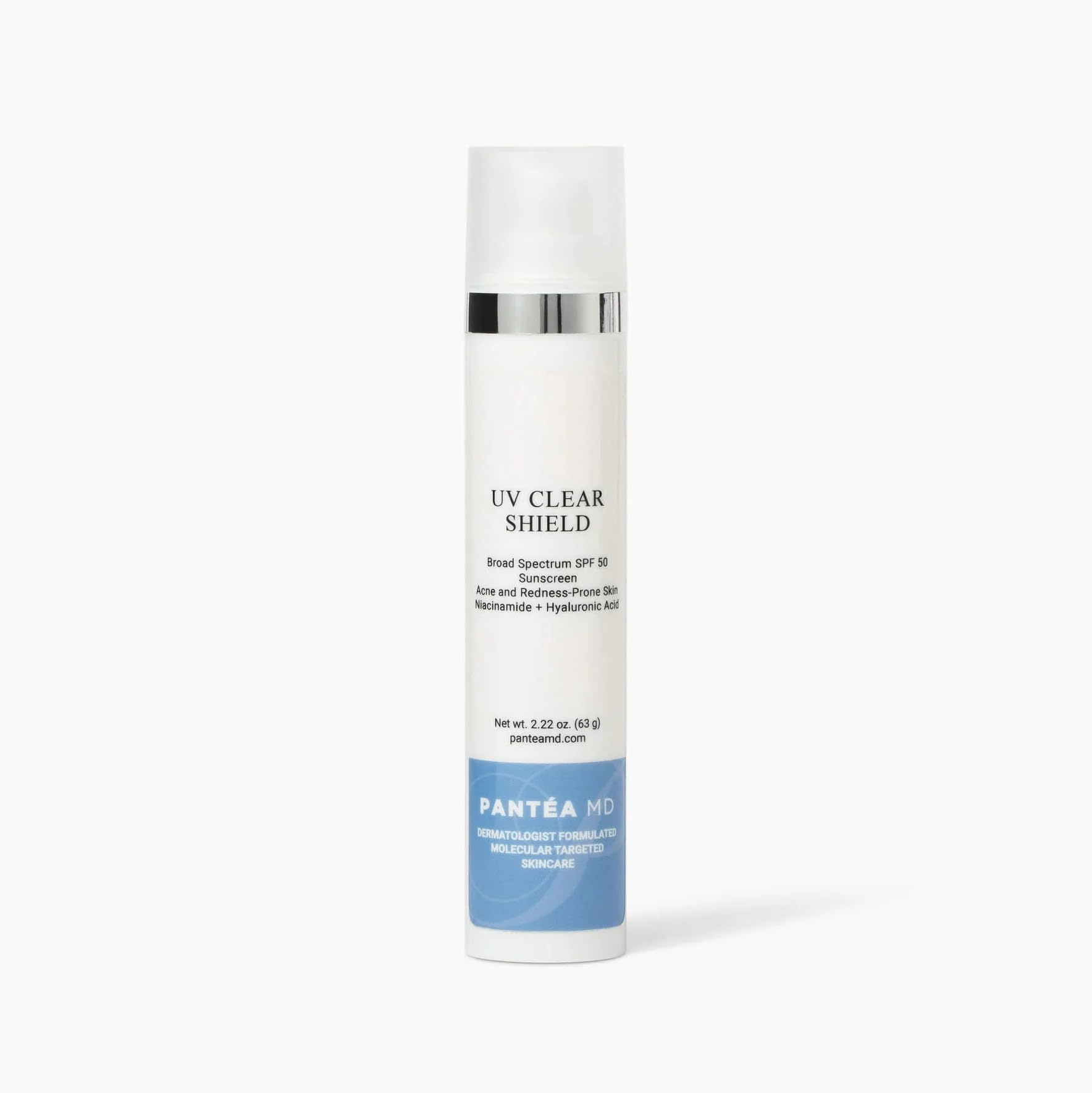 PanteaMD UV Clear Shield Broad Spectrum SPF 50 Facial Sunscreen, Lightweight & NonGreasy with Niacinamide, Hyaluronic Acid, for
