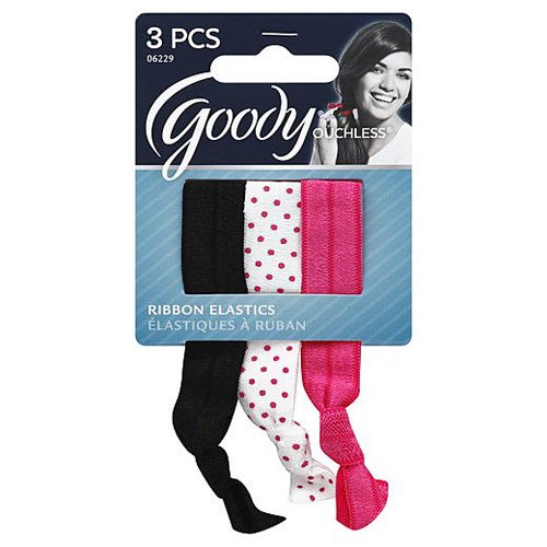 Goody WoMens Ouchless Ribbon Elastics, Bright Polka Dot, 3 Count