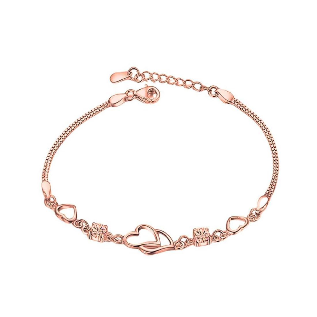 NiluS Collection Copper Sterling Silver Charm Bracelet For Women(Pack Of 1) (Rose Gold)