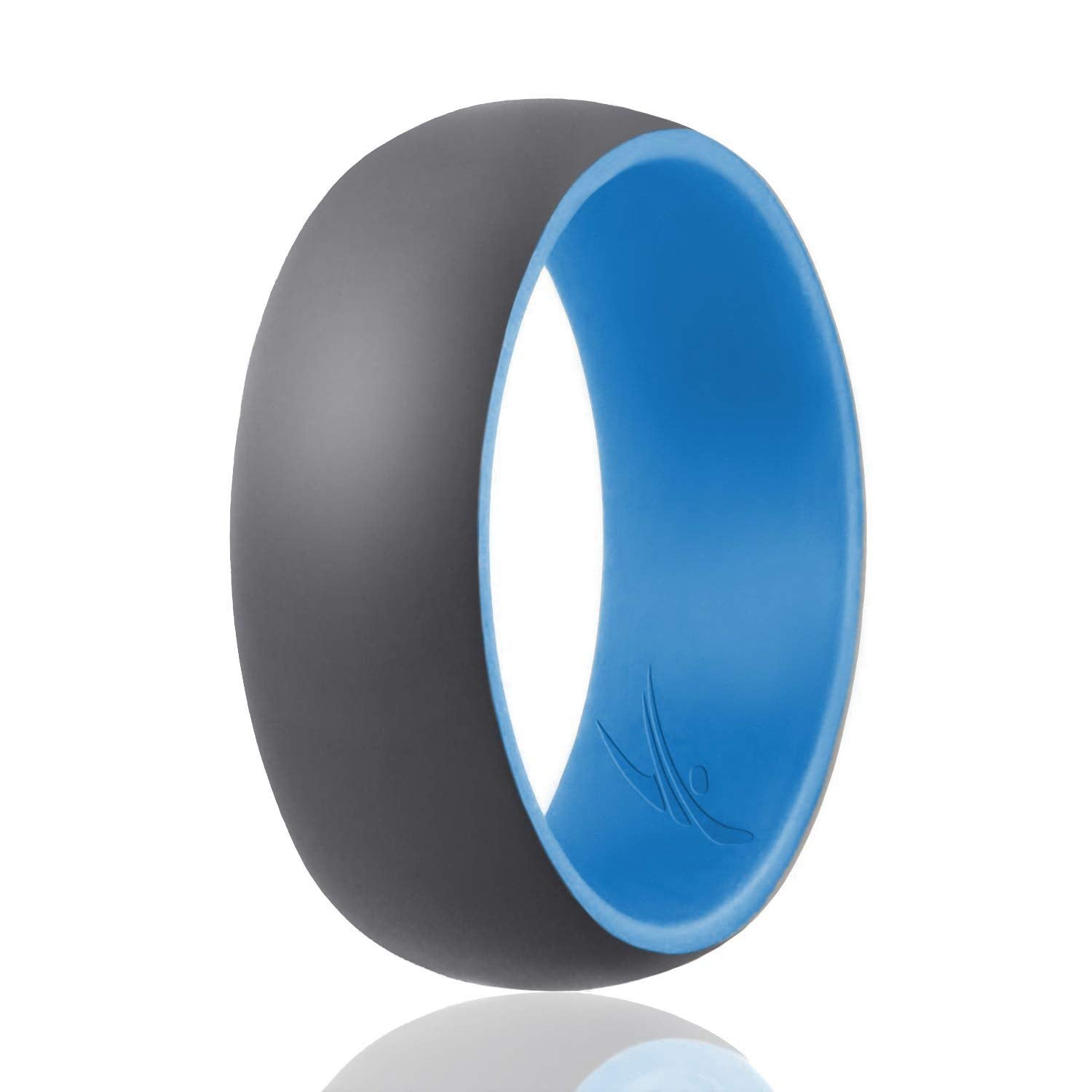 Silicone Wedding Ring - Duo Collection Dome Style - Light Blue-Grey By Roq For Men - 11 Mm Ring