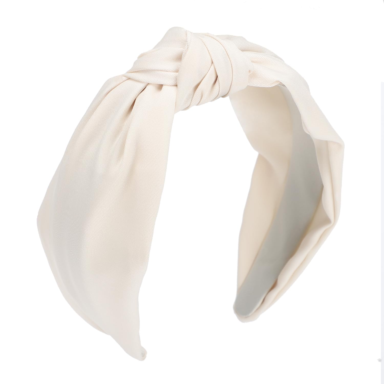 Etercycle Headband for Women, Knotted Wide Headband, Yoga Hair Band Fashion Elastic Hair Accessories for Women (Beige)