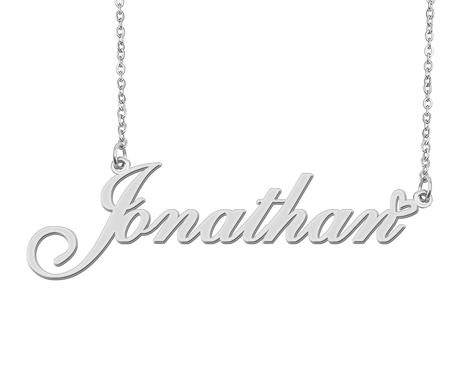 Aoloshow Stainless Steel Silver Jonathan Heart Name Necklace Charm Pendant Jewelry for Mom Best Friends
