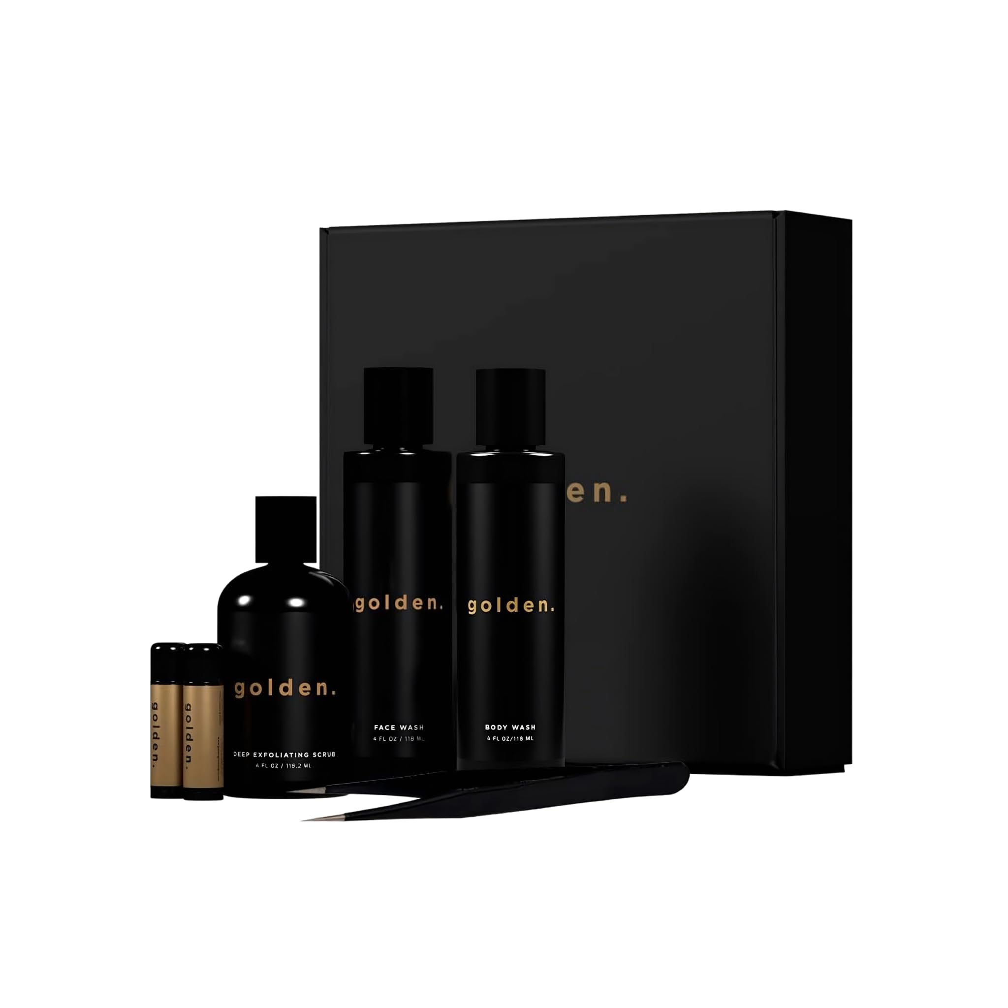 Golden Grooming Co. Essential Skincare Set for Men | Complete Face & Body Care Kit with Face Wash, Exfoliating Scrub, Body Wash,