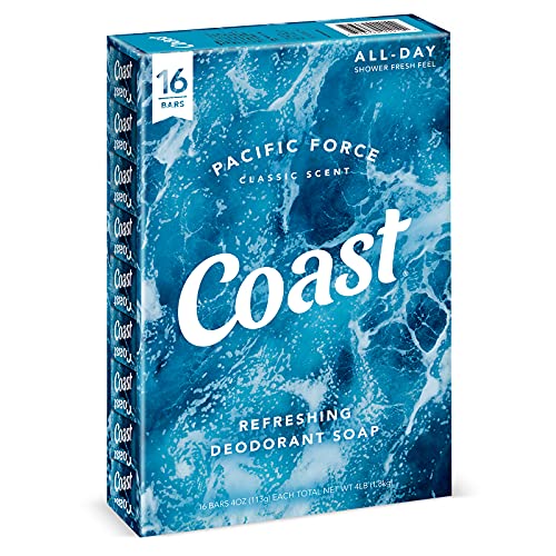 Coast Refreshing Deodorant Soap Bar - 16 Bars - Thick Rich Lather Leaves Your Body Feeling Energized And Clean - Classic Pacific