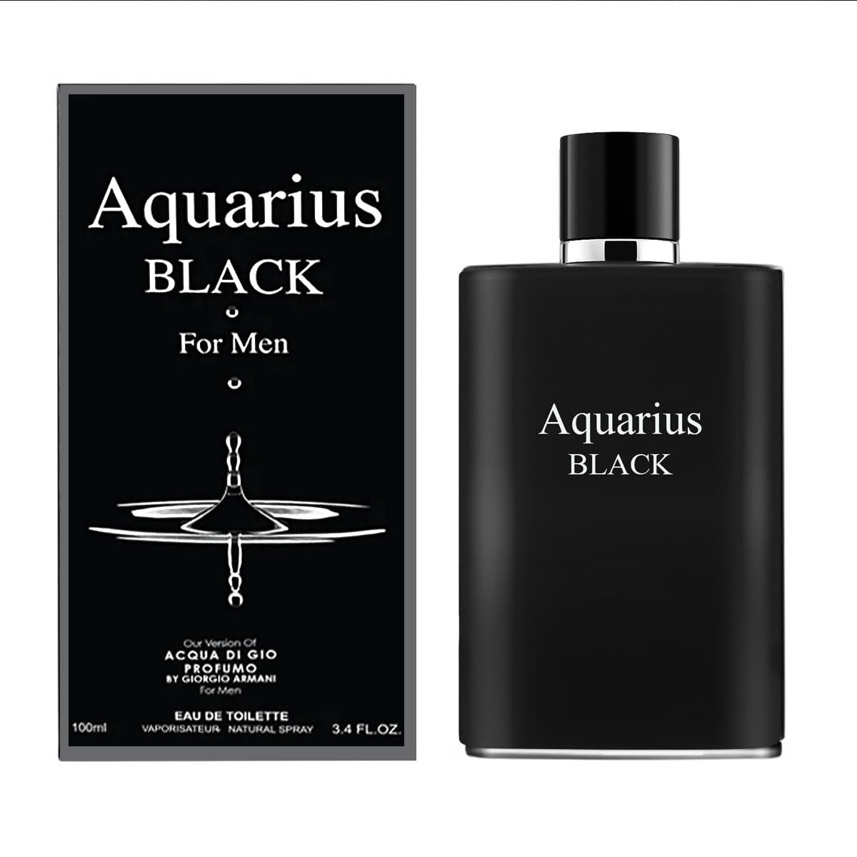 A Center Aquarius Black For Men Eau De Toilette Natural Spray Men Cologne Masculine Scent 3.4 Fl Oz/100Ml