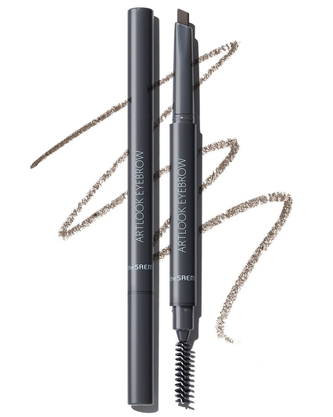THESAEM Artlook Eyebrow Definer Pencil with Spoolie Brush 02 Deep Brown - Long Lasting Eyebrow Pencil for Soft Textured Eyebrow 