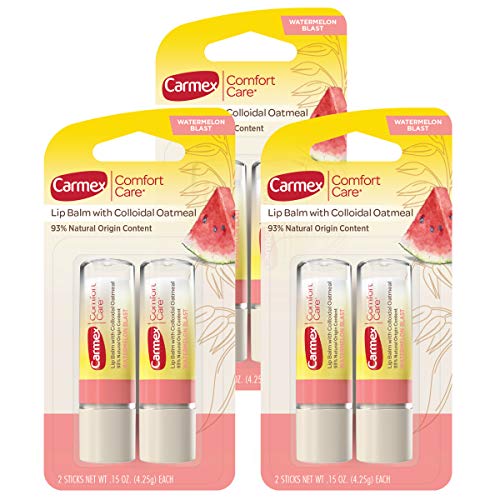 Carmex Comfort Care Lip Balm Stick With Colloidal Oatmeal In Watermelon Blast - 0.15 Oz, 2 Count (Pack Of 3)