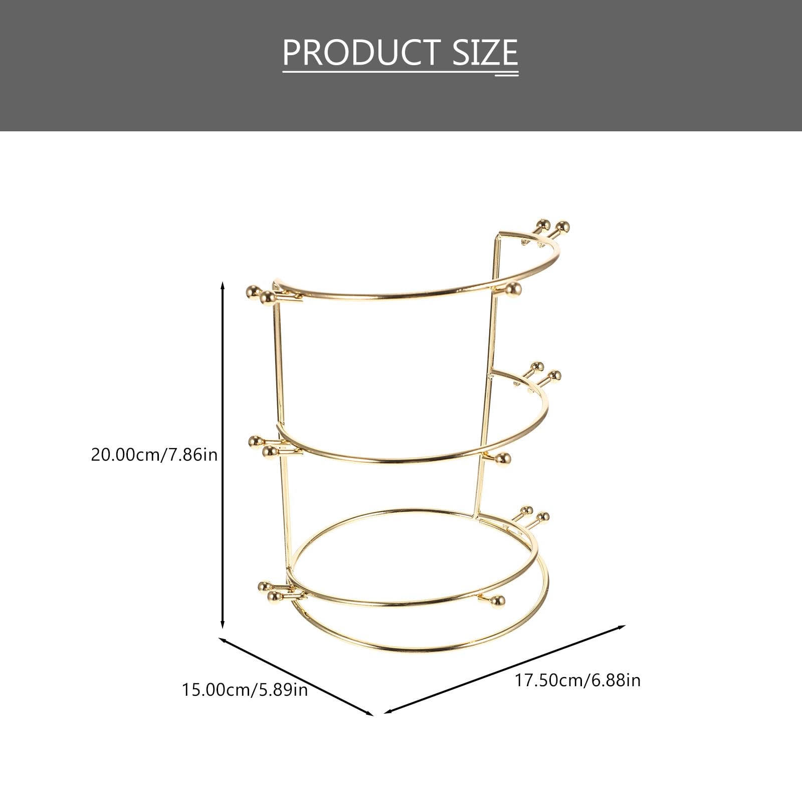 Metal Crown Display Stand, 3-Tier Tiara Headband Display Rack, Brackets Hair Accessories Organizer, Bathroom Vanity Storage Tray