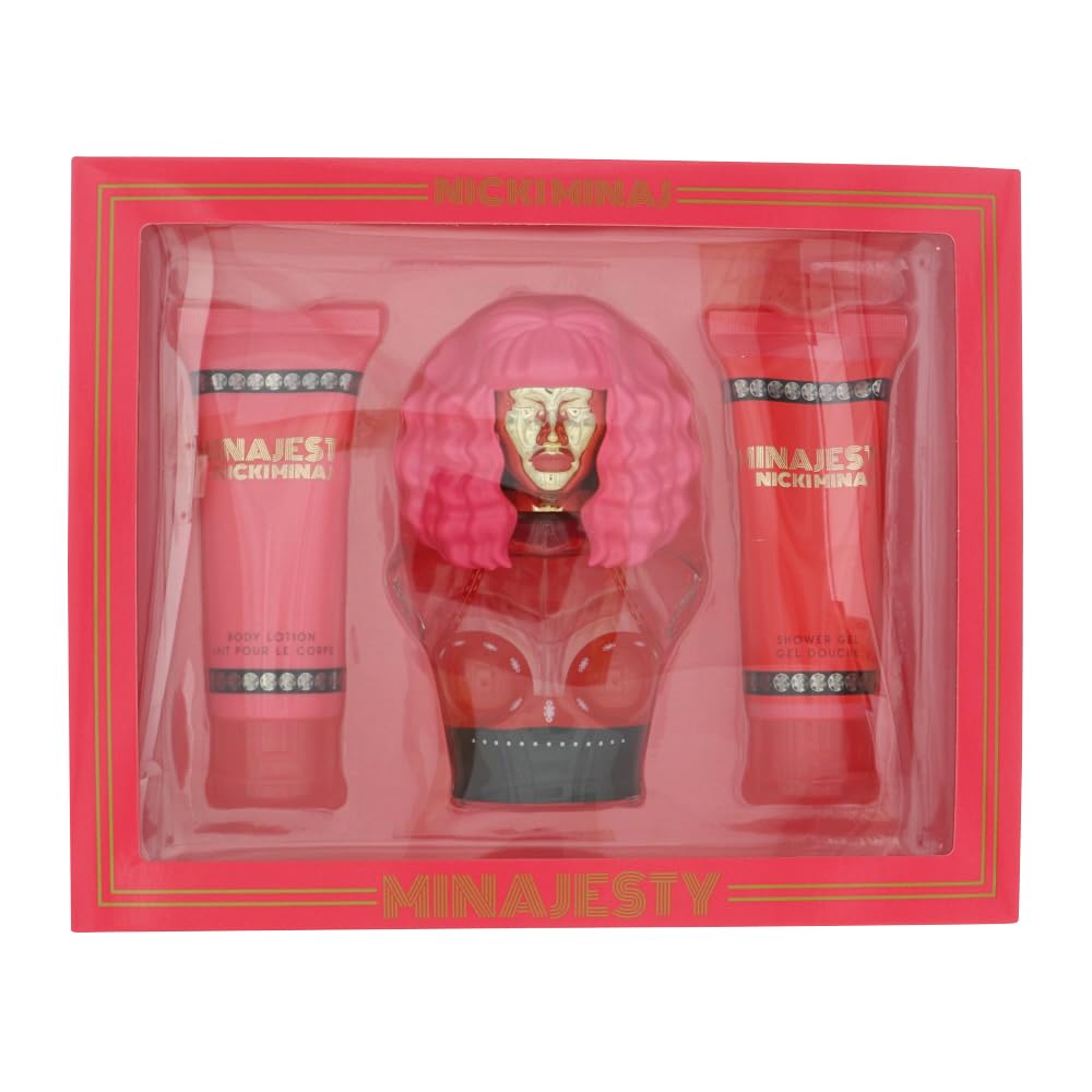 Nicki Minaj Minajesty Eau De Parfum 3-Piece Gift Set - Includes 3.4 Oz Perfume, Body Lotion, And Bath & Shower Gel - Perfect Wom