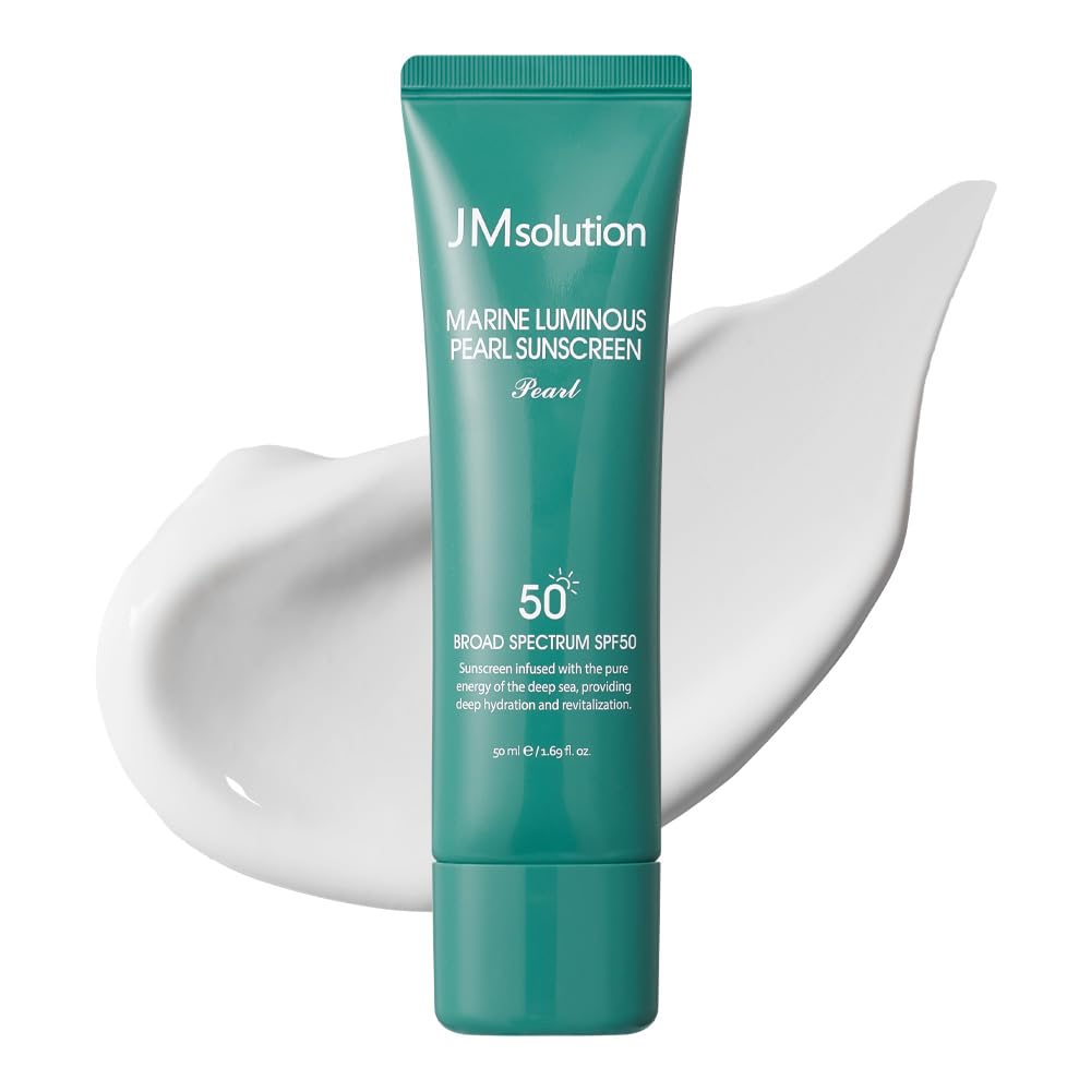 JMsolution Marine Luminous Pearl Sunscreen SPF50 Broad Spectrum UV Protection, Moisturizing & Lightweight, No White Cast, 1.69 f