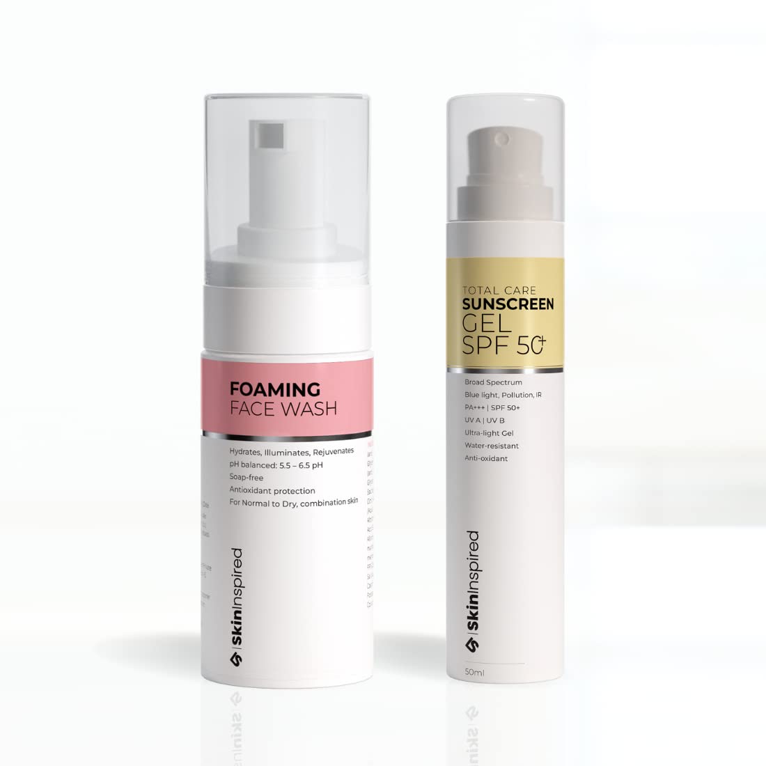 Skininspired Foaming Facewash(For Normal To Dry, And Combination Skin) And Total Care Sunscreen (Spf 50+ Pa+++) Combo Pack (For 