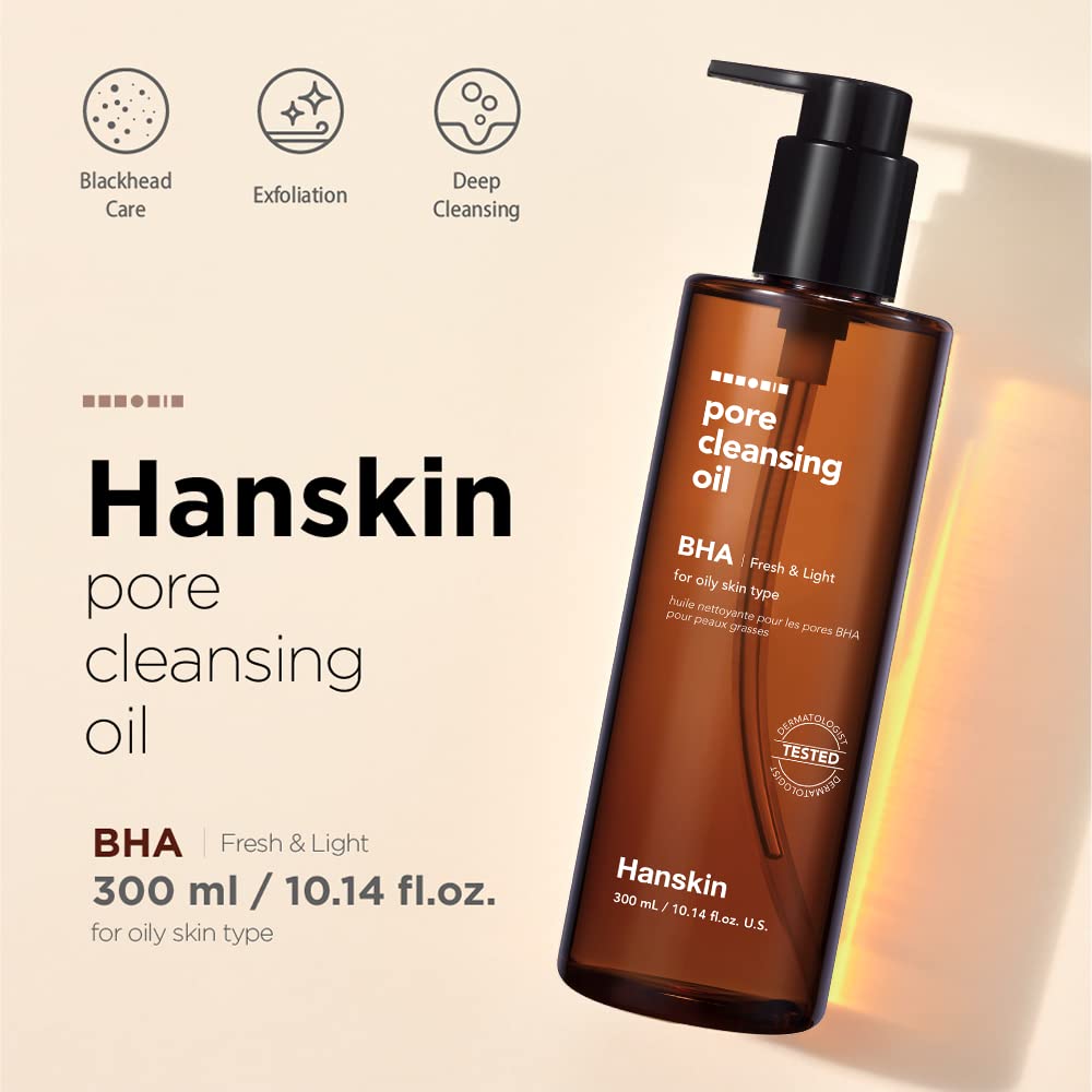 Hanskin Pore Cleansing Oil, Gentle Blackhead Cleanser And Makeup Remover For Combination And Oily Skin [Bha/10.14 Oz]