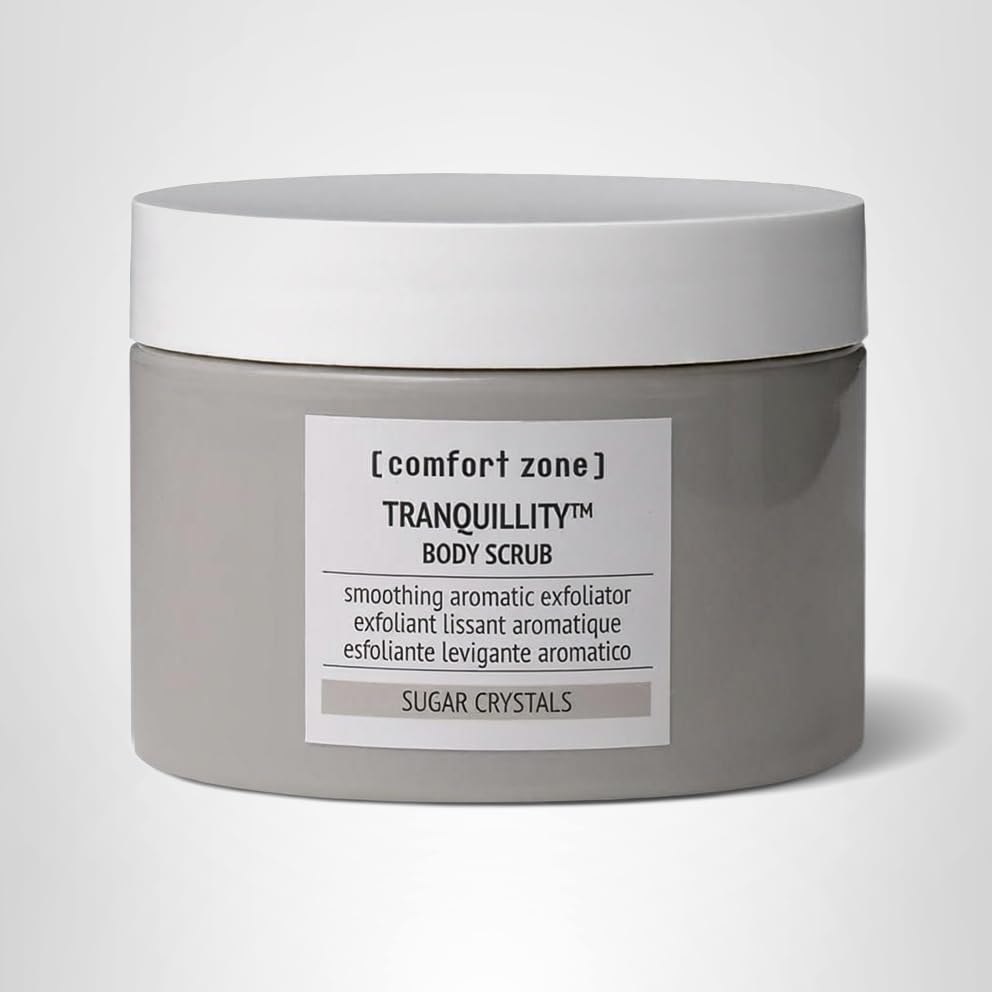 [ comfort zone ] Tranquillity Body Scrub, Soothing Aromatic Gentle Exfoliator Enriched with Sugar Crystals and Amaranth & Almond