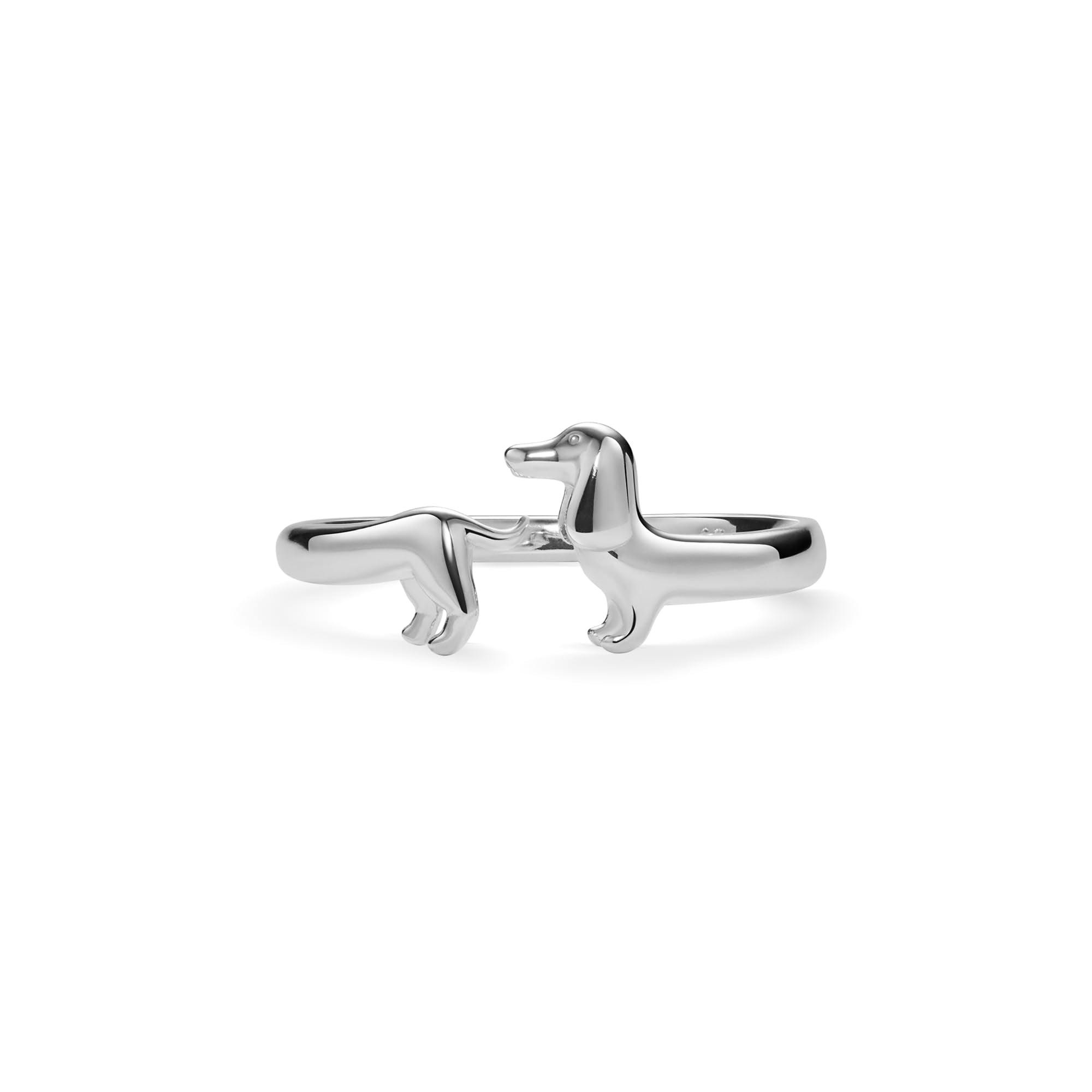 PERIMADE 925 Sterling Silver Cute Dachshund Dog Stacking Ring 18K Gold Plated Puppy Open Band Ring for Women, Non Tarnish Adjust