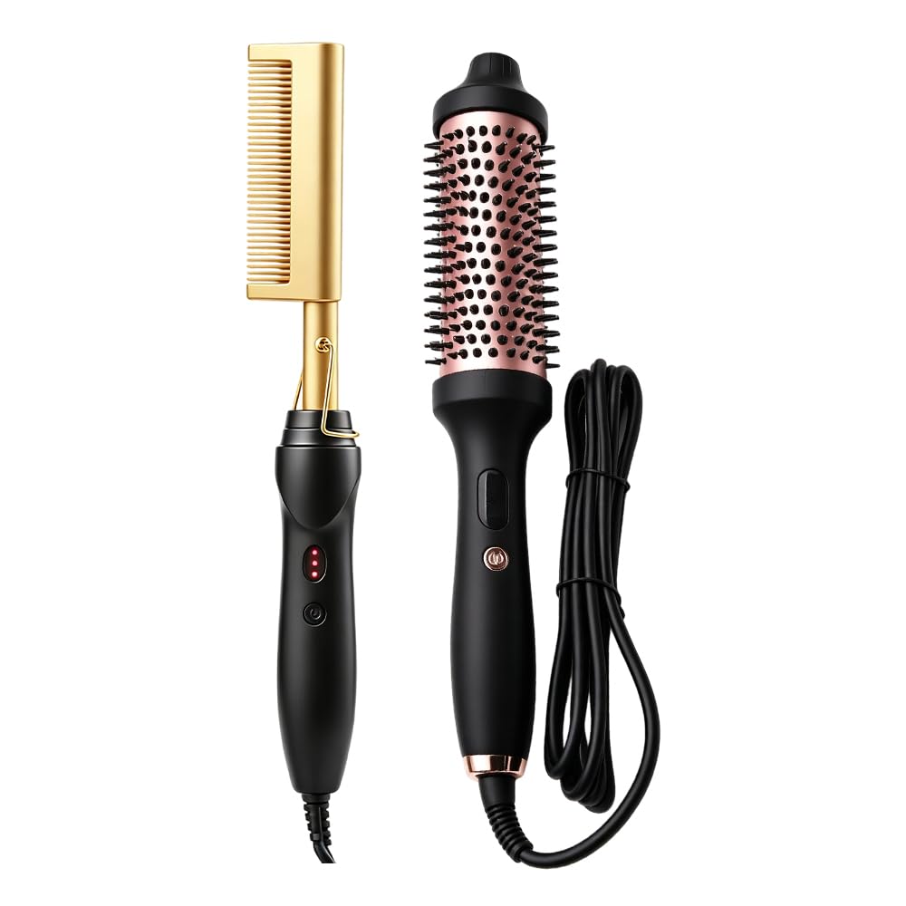 Ionic Thermal Round Brush, Hair Straightener and Curler, for Salon Blowout Look, Blowout Express Hot Brush Creates Smooth Hair &