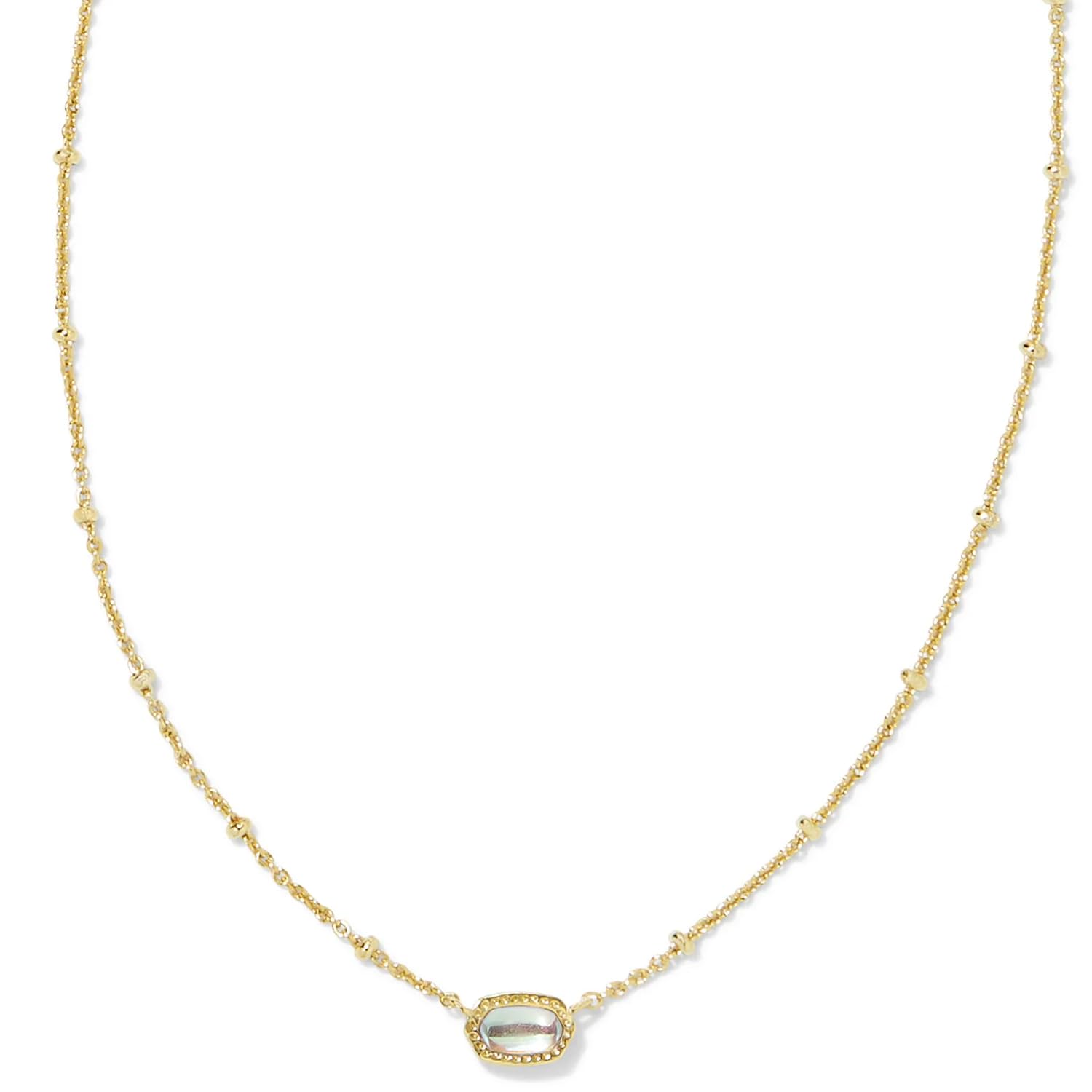 Kendra Scott Mini Elisa 14k Gold-Plated Satellite Short Pendant Necklace in Dichroic Glass, Fashion Jewelry for Women