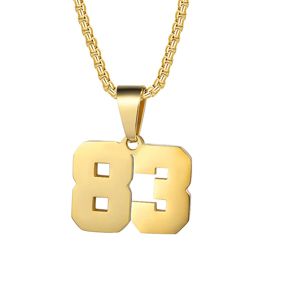 Number Necklaces Personalized Necklaces 18K Gold Plated Initial Number Pendant Stainless Steel Chain Movement Necklaces for Men 