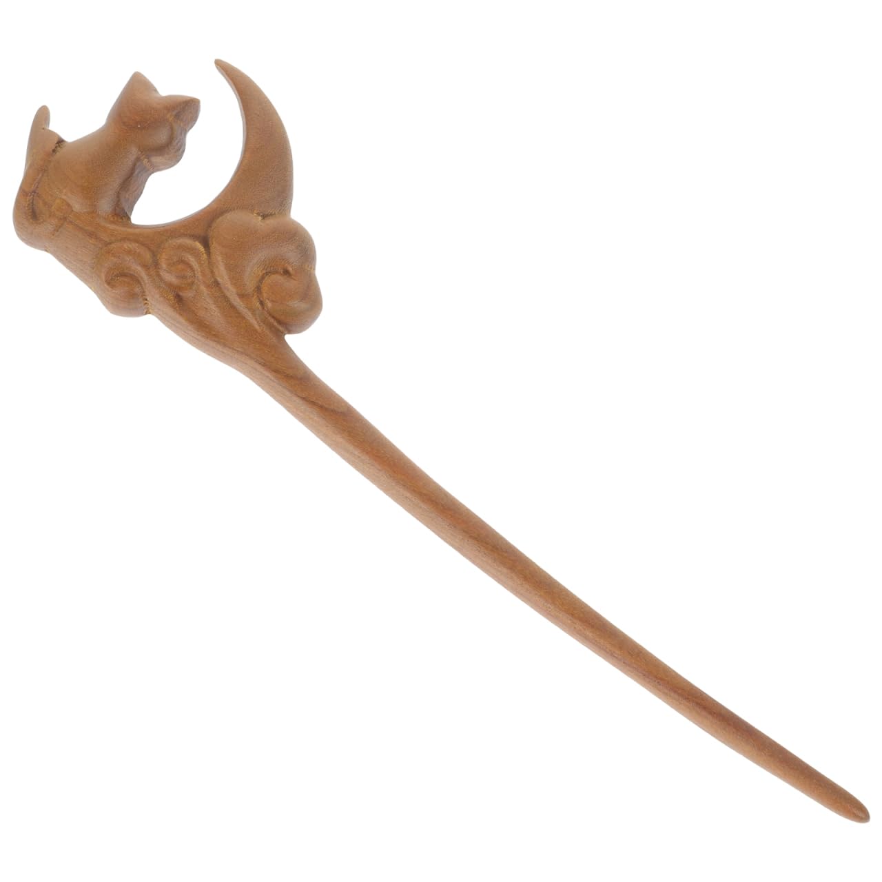 NOLITOY Wooden Hair Sticks, Ancient Chinese Chopsticks Cat Shape Hairpin Retro Horn Fork Vintage Chignon for Bun Holder