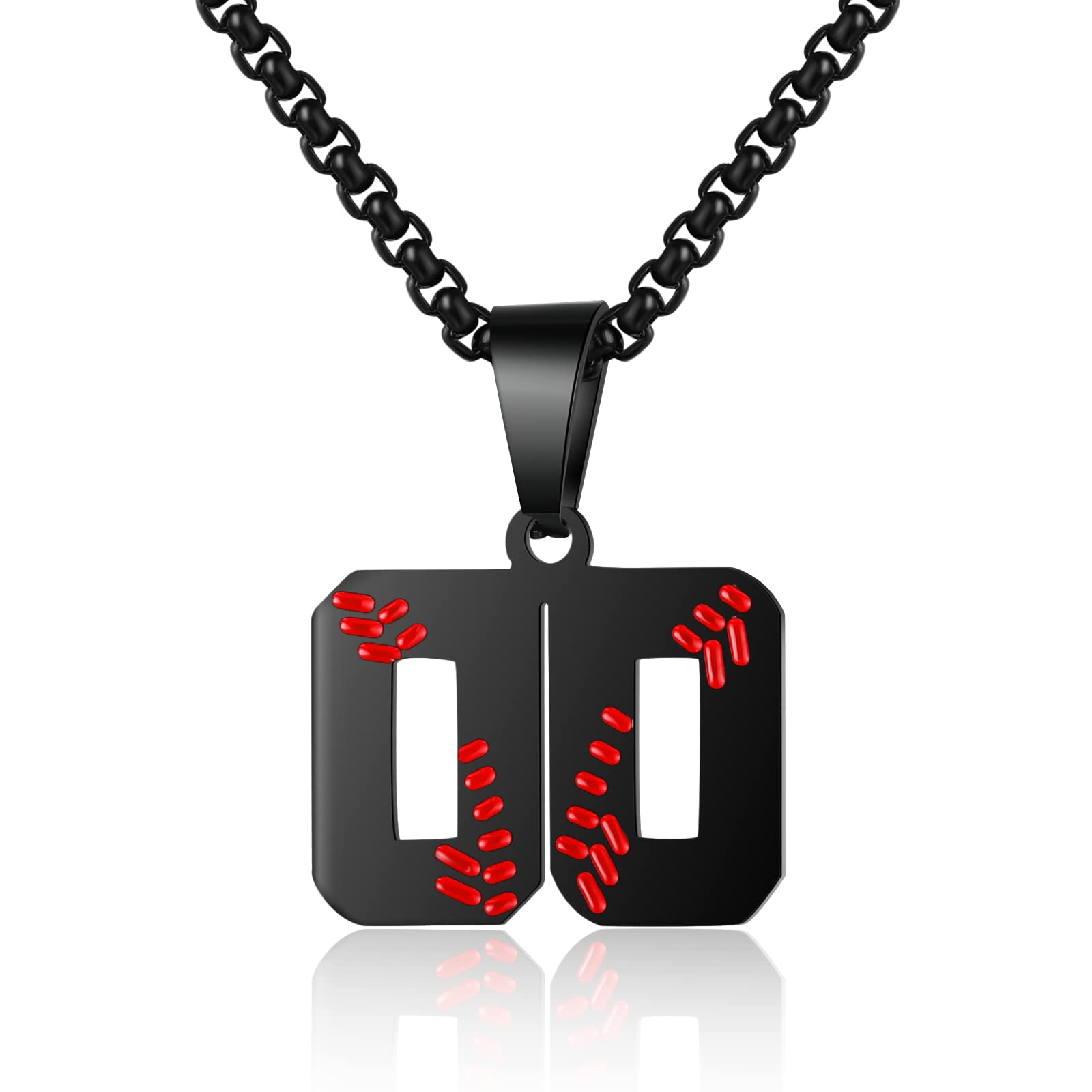 AIAINAGI Baseball Number Necklace for Men 00-99 Athletes Jersey Number Necklace Stainless Steel Chain Baseball Charm Pendant Per