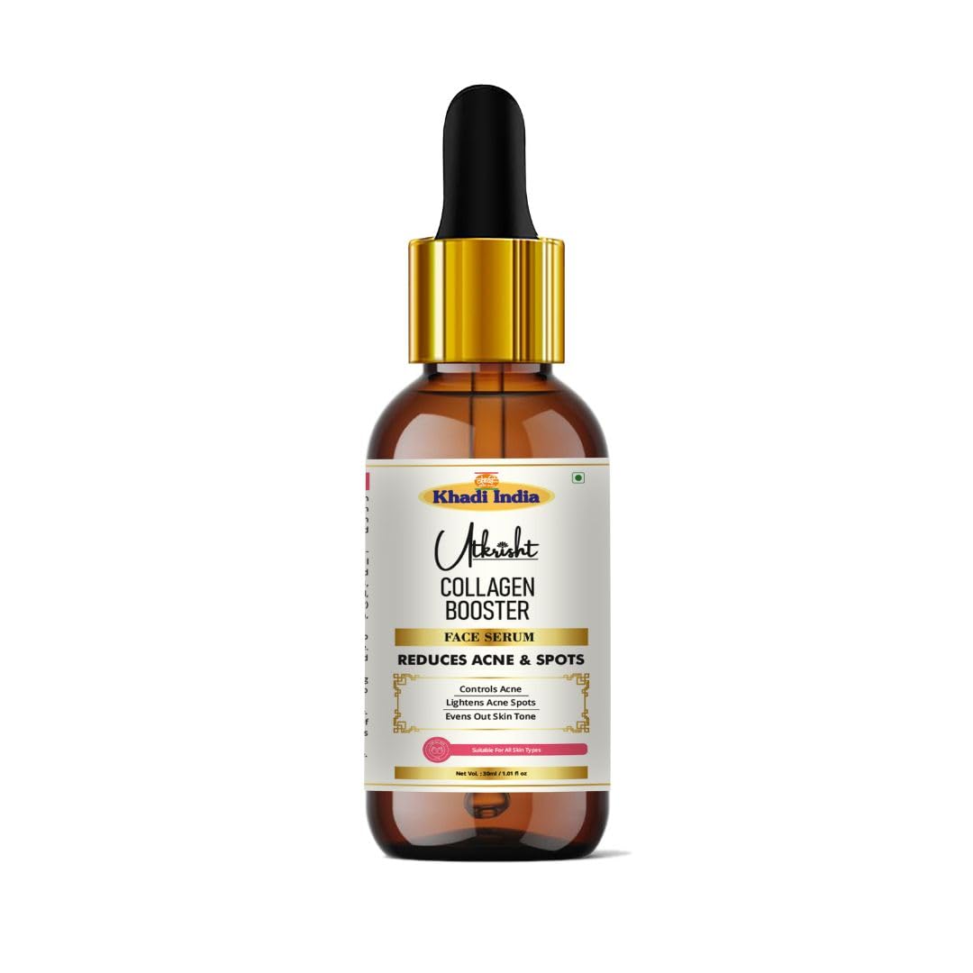 Utkrisht Khadi Collagen Booster Face Serum, AntiAging Hydrating & Brightening Facial Serum For Wrinkles, Fine Lines, Skin Tight