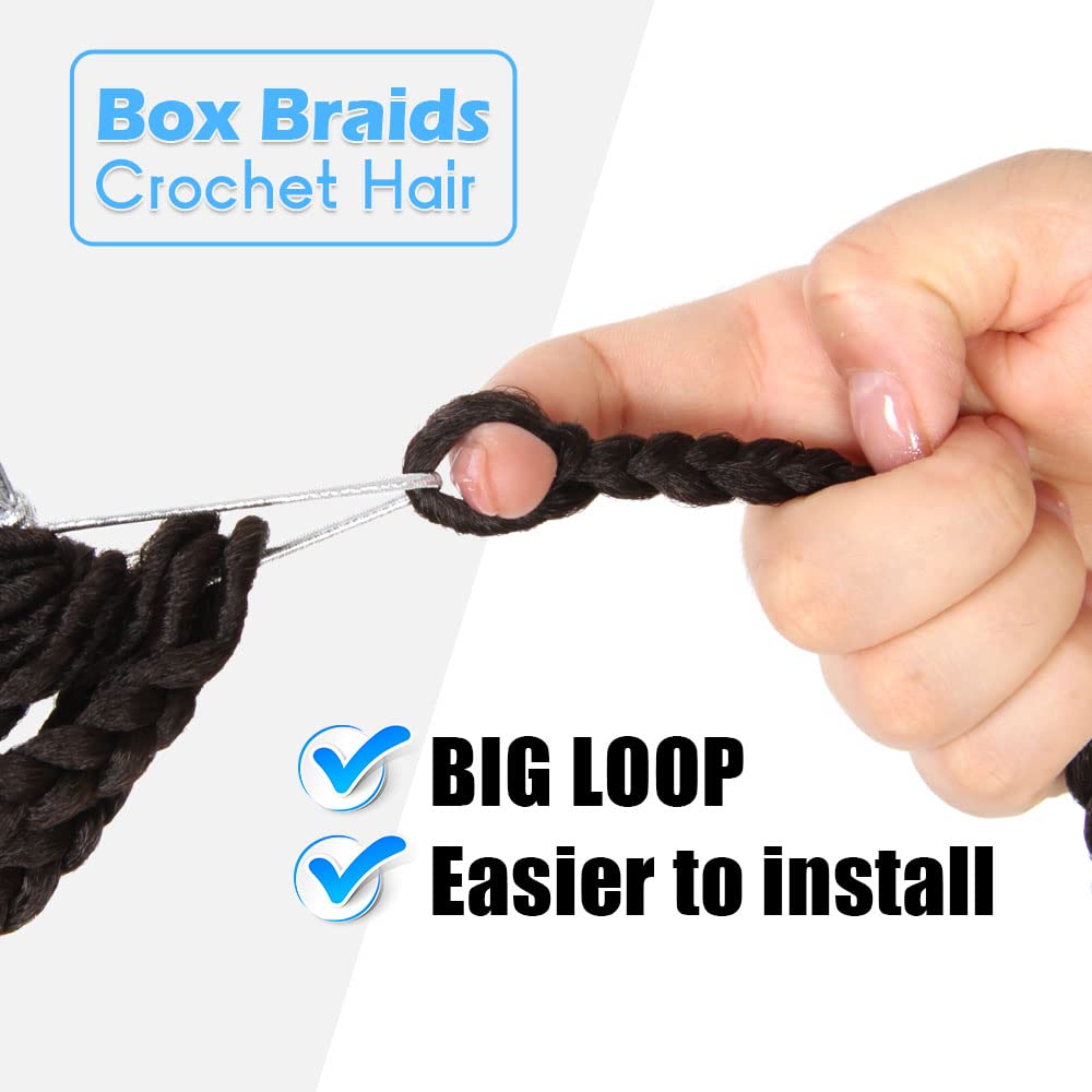 Bohobabe Box Braids Crochet Hair 12 Inch 8 Packs Prelooped, Medium Short Brown Knotless Crochet Box Braiding Hair (4#)