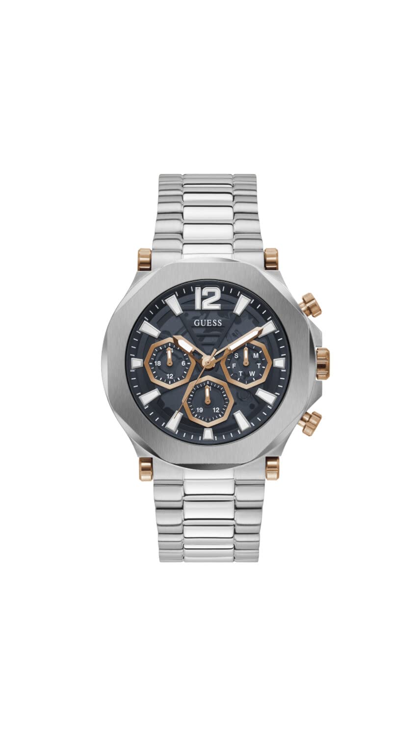Guess Mens Stainless Steel Analog Blue Dial WatchGw0539G1, Band Color:Silver